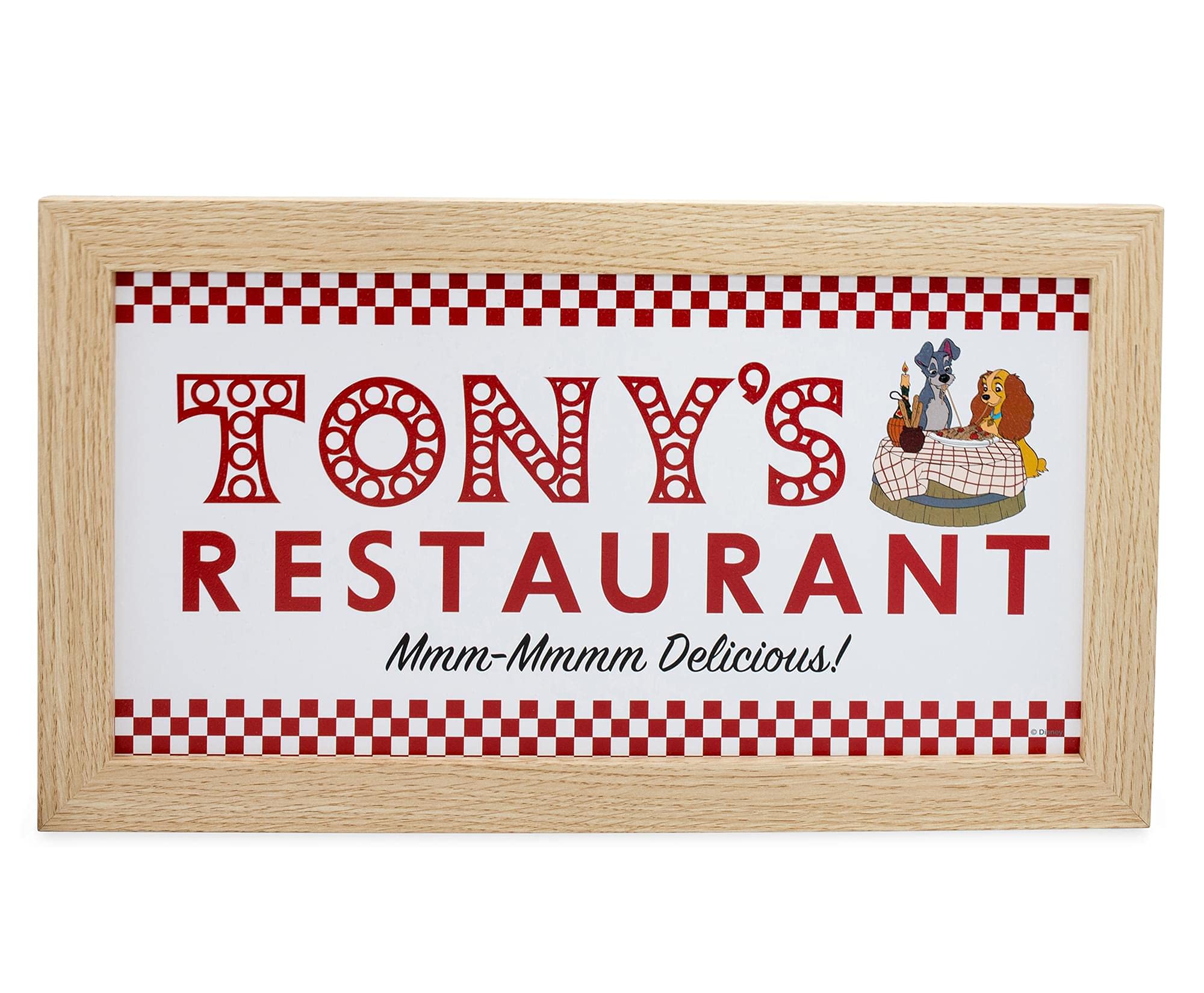 Silver Buffalo Disney Classics Lady And The Tramp Tony'S Restaurant Gel Coat Framed Mdf Wall Decor Art Poster, 10 X 18 Inches