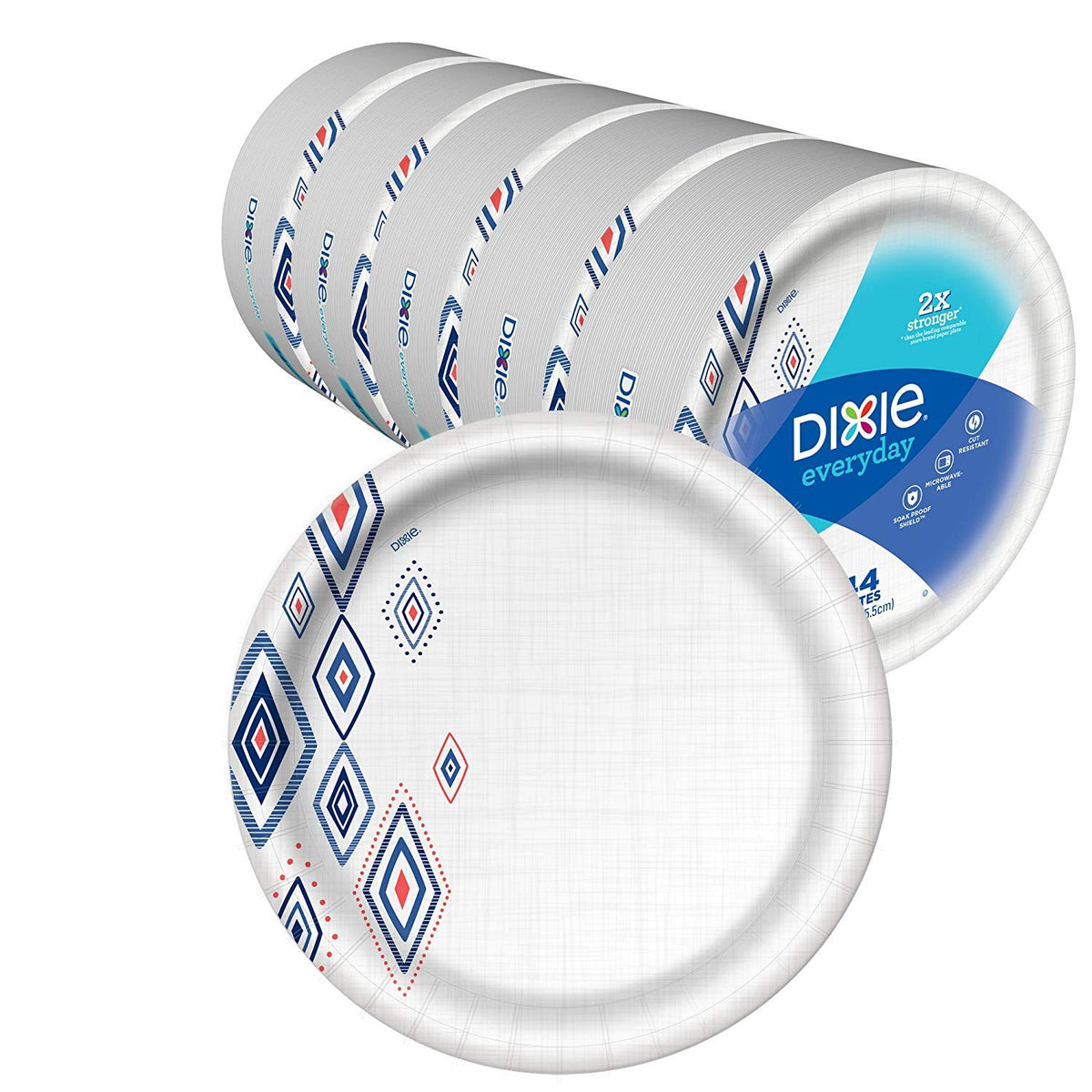 Dixie Everyday Paper Plates, 10 1/16 , 220 Count, 5 Packs Of 44 Plates, Dinner Size Printed Disposable Plates