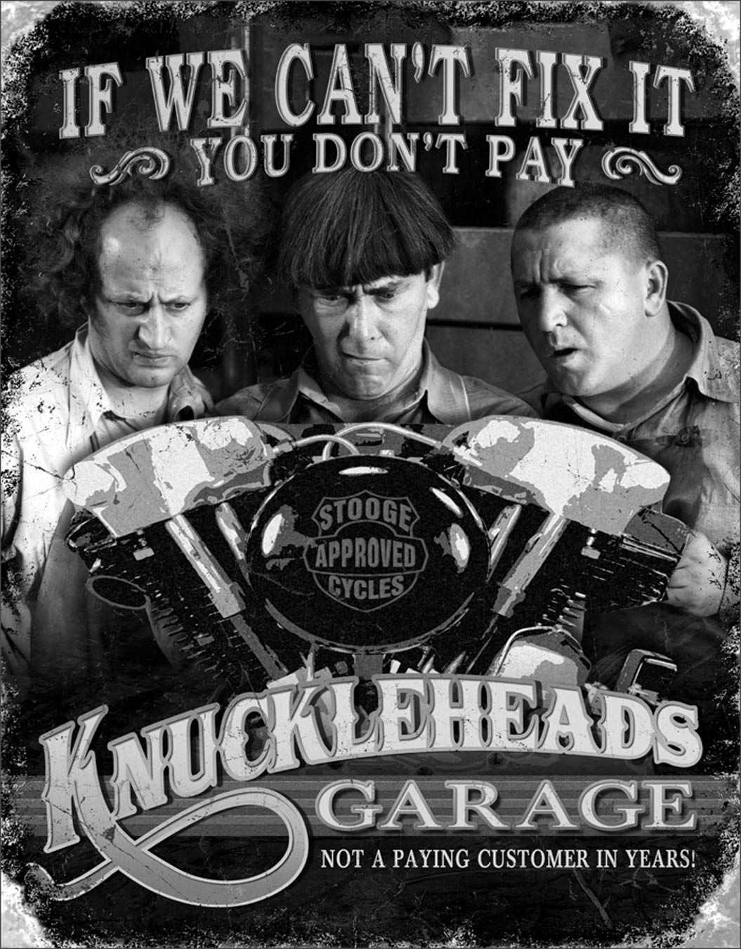 Signs 4 Fun Sig3Kg 3 Stooges Knucklehead Metal Tin Sign, Grey