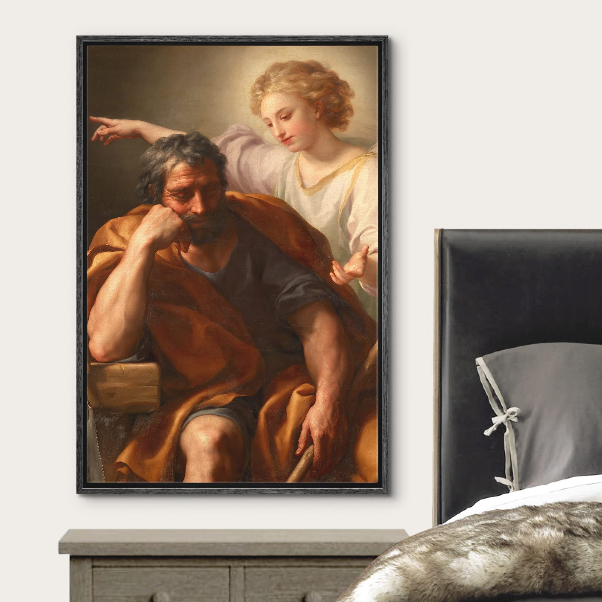 Wall26 Framed Canvas Print Wall Art The Dream Of St. Joseph By Anton Mengs People Historic Illustrations Fine Art Traditional Sc