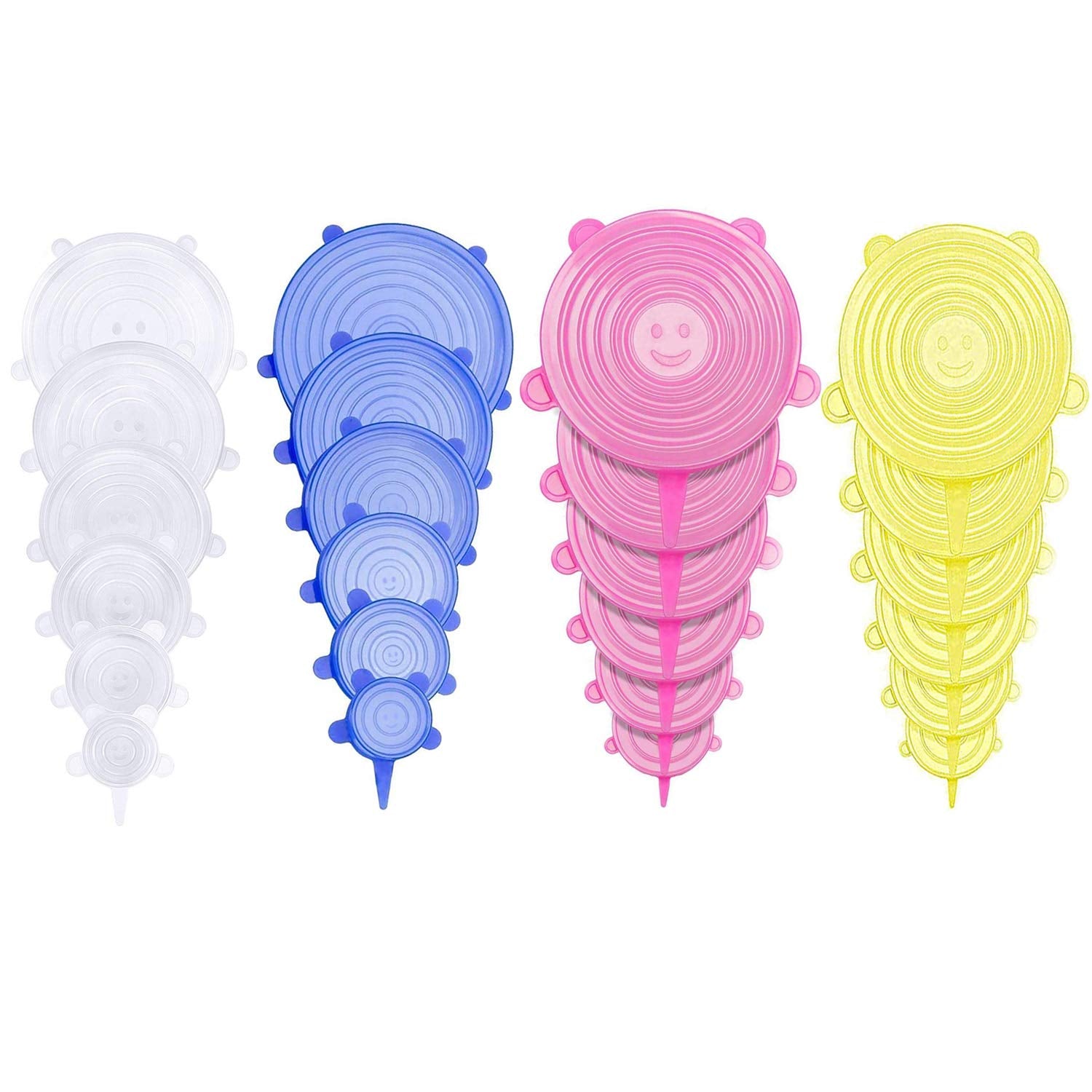 Jiguoor Silicone Stretch Lids, 24 Pack Reusable Silicone Lids, Durable Food Storage Silicone Covers For Bowl, 6 Sizes To Meet Mo