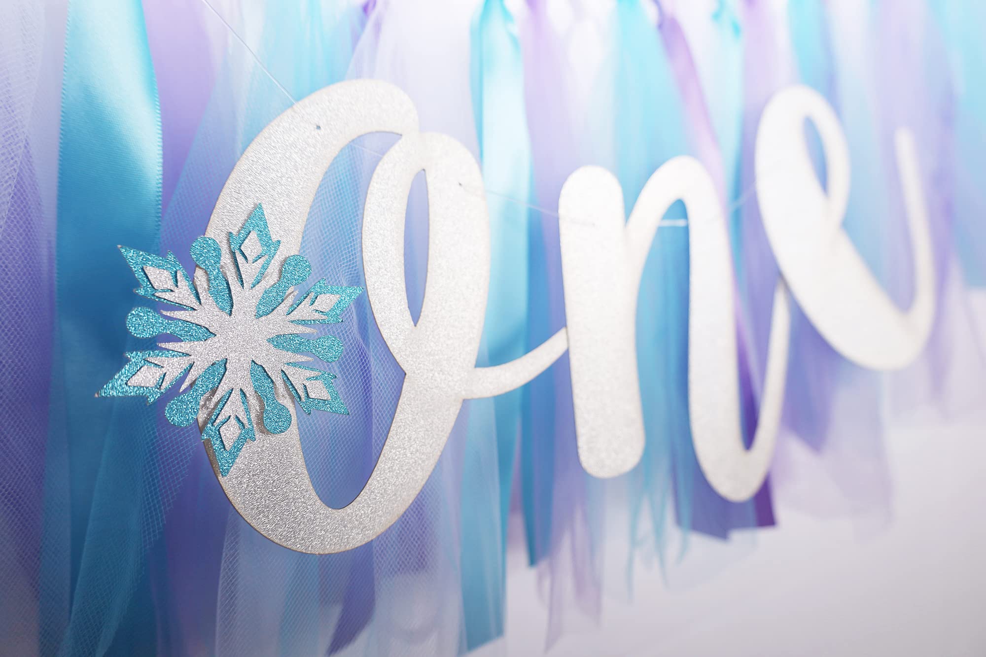 Snowflake Highchair Banner Decoration For Baby - Party Theme Pull Flag, High Chair Fabric Garland, 1St First Birthday Banner, Ph