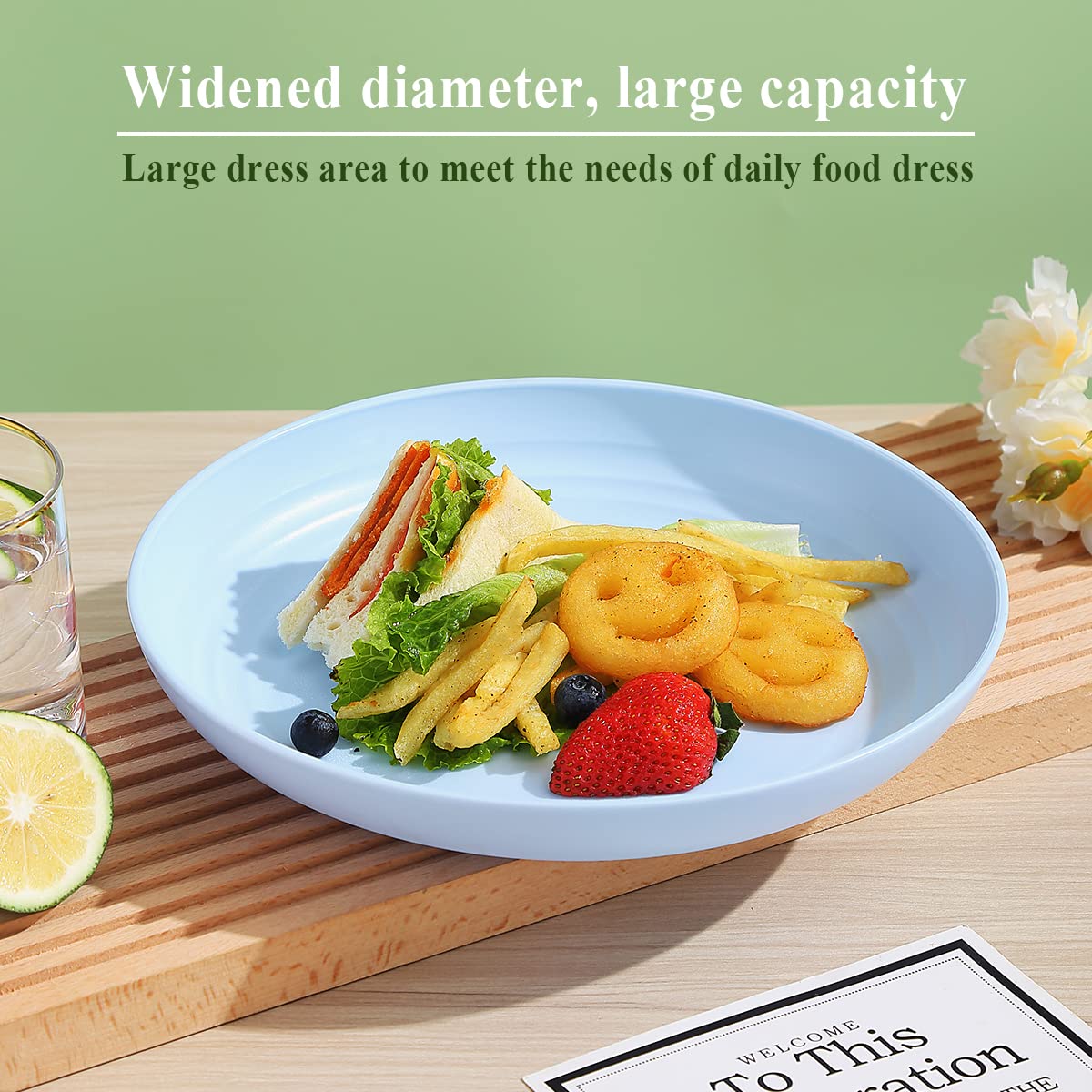 Berglander 9 Inch Plastic Deep Dinner Plates Set of 8 Colors  Reusable and Sturdy Unbreakable Dishes Set for Pasta Bowls Ramen Drop Resistant  BPA Free Dinnerware Microwave Safe Dishwasher Safe
