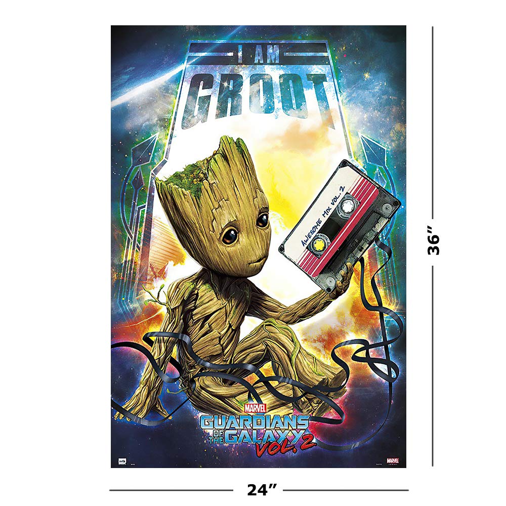 Poster Stop Online Guardians Of The Galaxy Vol. 2 - Movie Poster/Print (I Am Groot - Baby Groot With Mixtape Vol. 2) (Size 24''