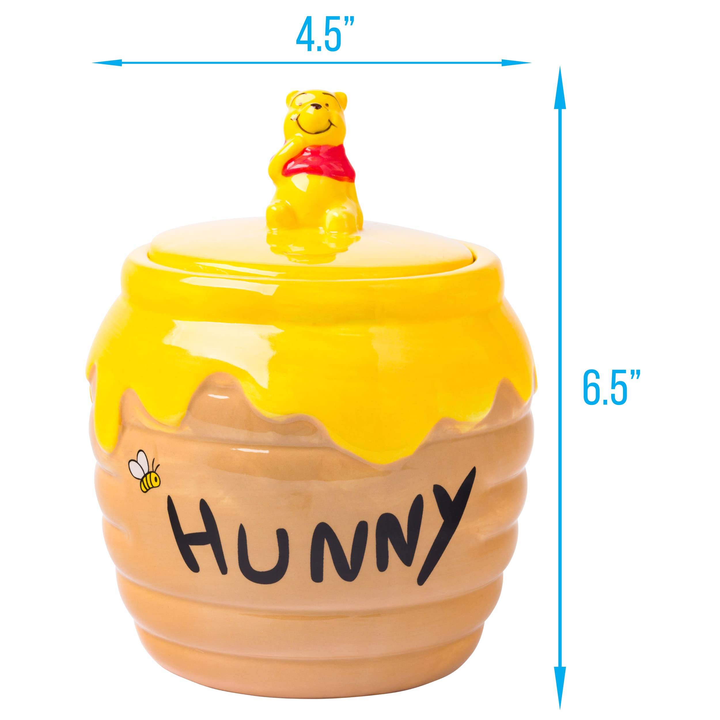 Silver Buffalo 3D Hand Painted Ceramic Snack Jar - Winnie the Pooh Honey "Hunny" Pot - Small - Model WTP505KR