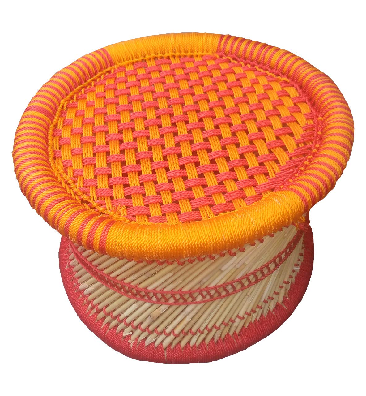Ksm Anupam Enterprises EcoFriendly Handicraft Cane Bar Bamboo Chair/Stool/Muddha/Mudda For Outdoor/Indoor/Furnishing/Color: Mul
