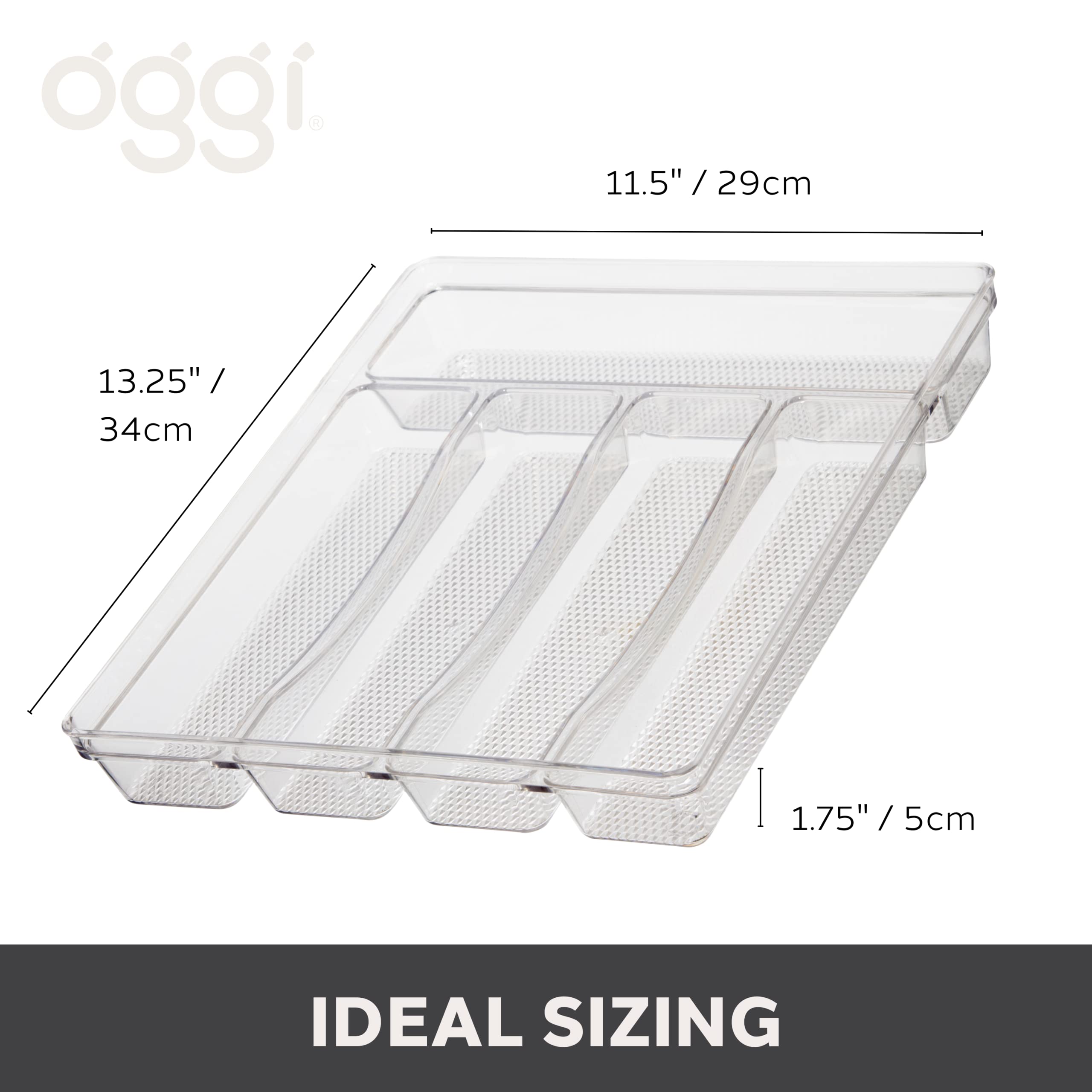 Oggi Silverware Organizer, 5-Compartment, Clear