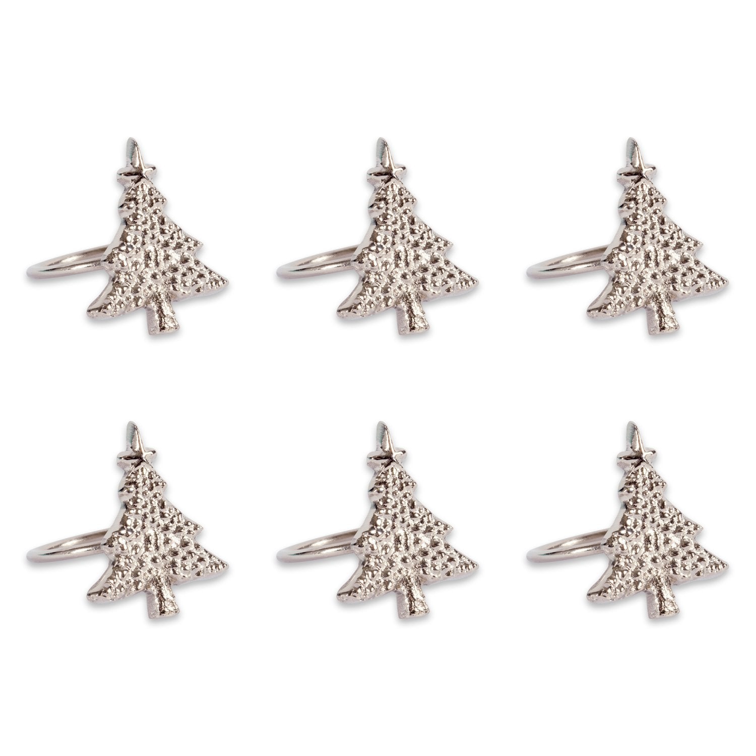 DII Christmas Thanksgiving Holiday Tabletop D  cor Collection Decorative Napkin Ring Holder Set, 2 Diameter, Silver Christmas Tr