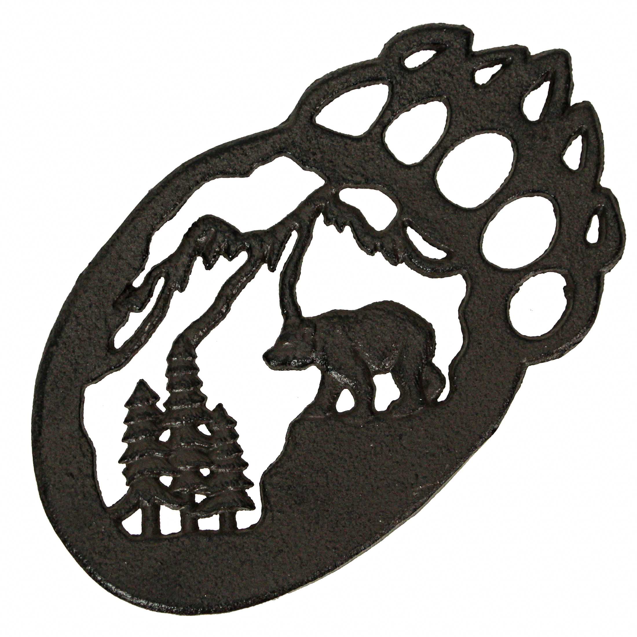 9 Inch Cast Iron Mountain Scene Bear Paw Trivet Kitchen Accessories Hot Plate Stand Home Decor Set Of 2