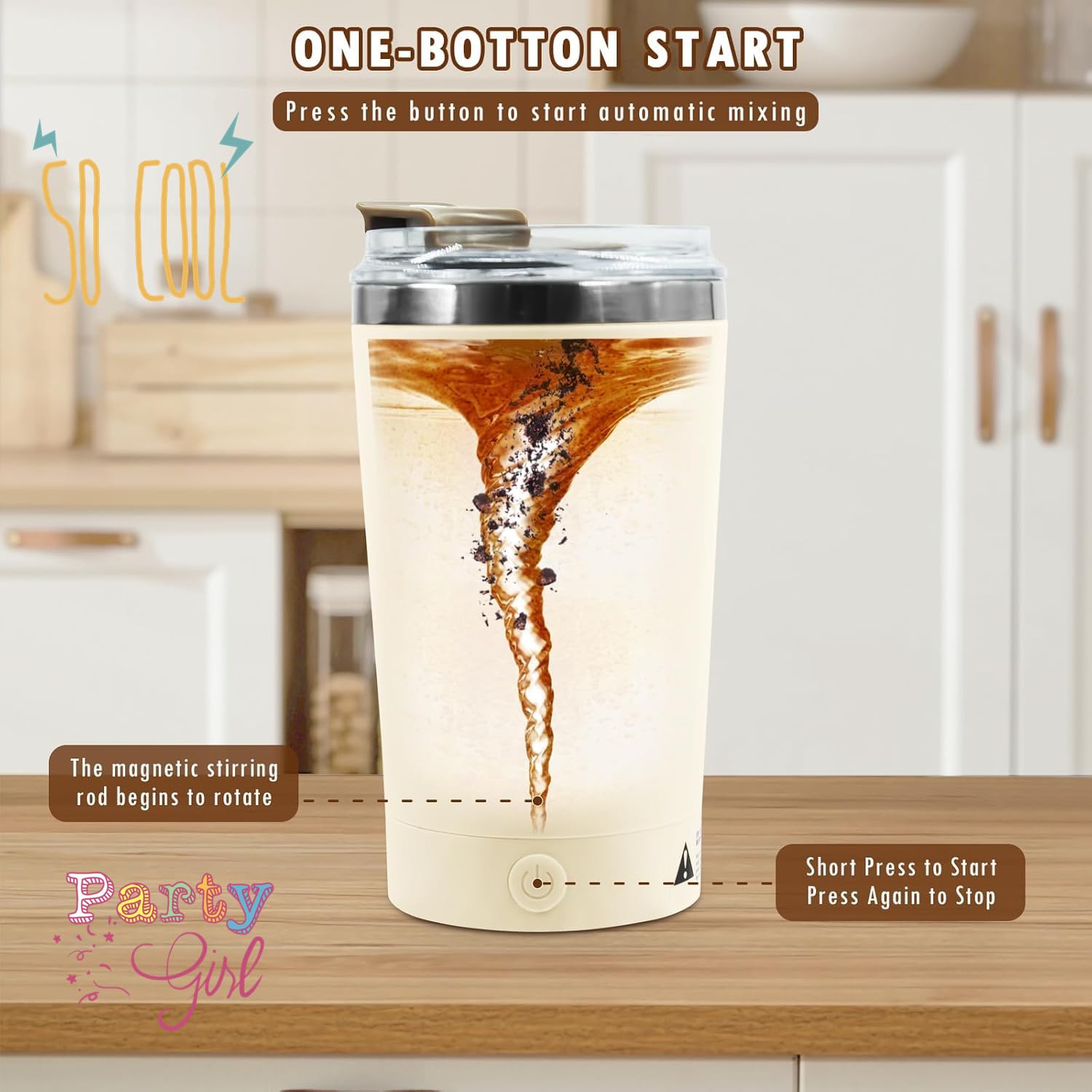 Free Rock Self Stirring Mug With Lid 13.5 Oz Electric High Speed Mixing Cup 400Ml Rechargeable Automatic Stirring Coffee Mixer C