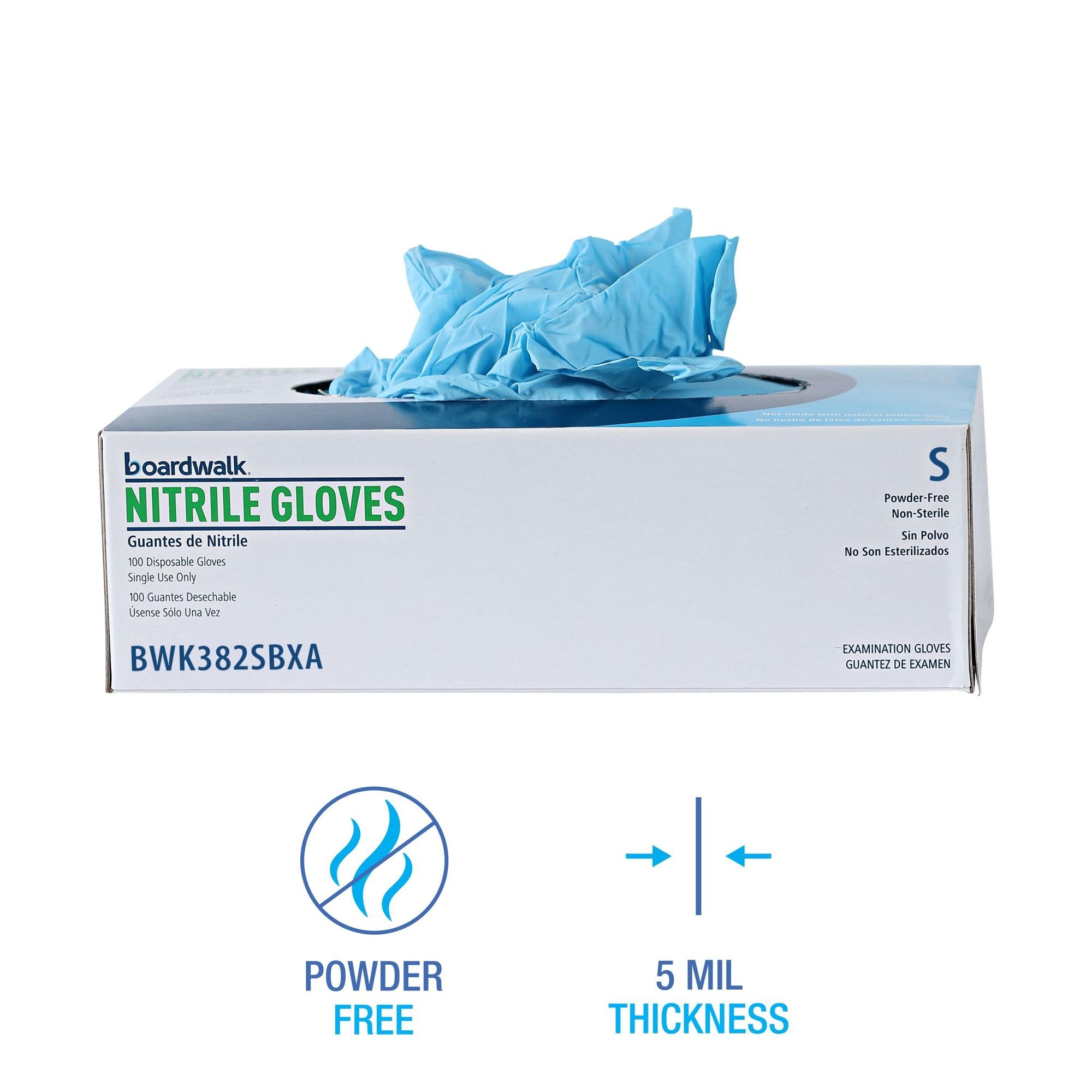 Boardwalk 382Scta 5 Mil Disposable Examination Nitrile Gloves - Small, Blue (1000/Carton)