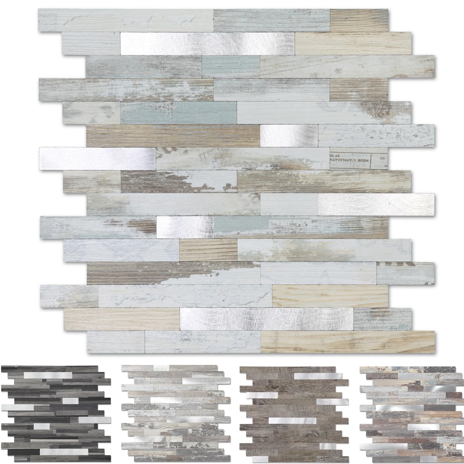Yipscazo 1 Sheet Peel and Stick Stone Metal Tile Backsplash, Stick on Tiles for Backsplash Kitchen, Bathroom, Laundry Room, Camp