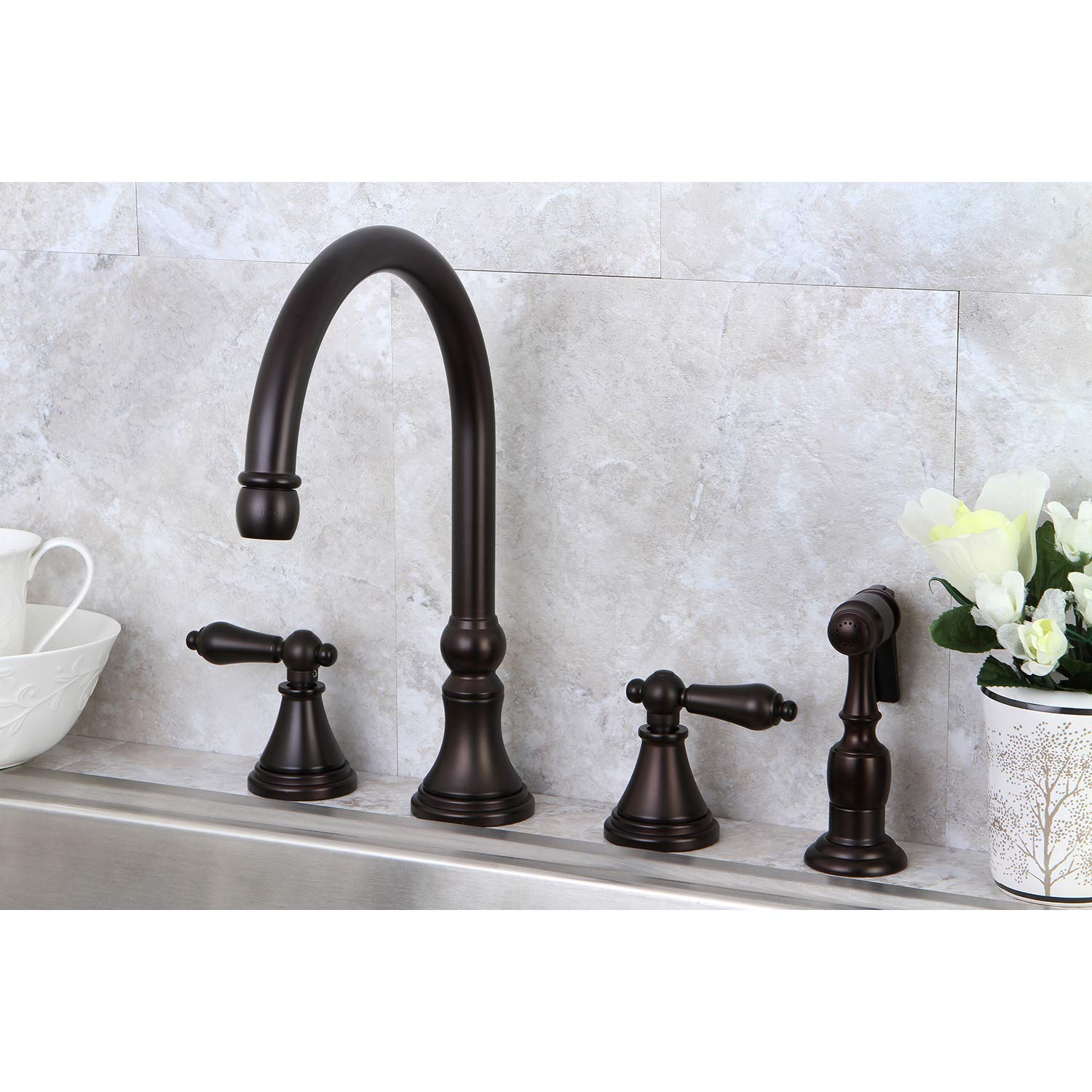 Kingston Brass KS2795ALBS Widespread Kitchen Faucet  Oil Rubbed Bronze