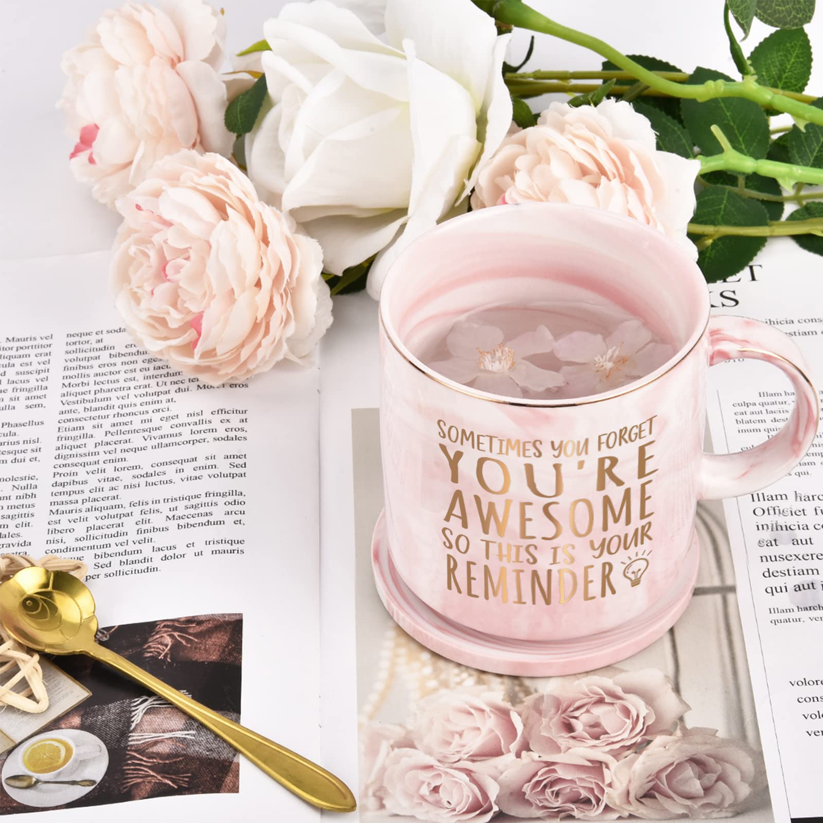 Thank You Gifts for Women  Sometimes You Forget You're Awesome Mug  Inspirational Encouragement Gifts for Women  Appreciation Congratulations Farewell Gifts for Her Women Coworkers Friends  12 Oz Pink