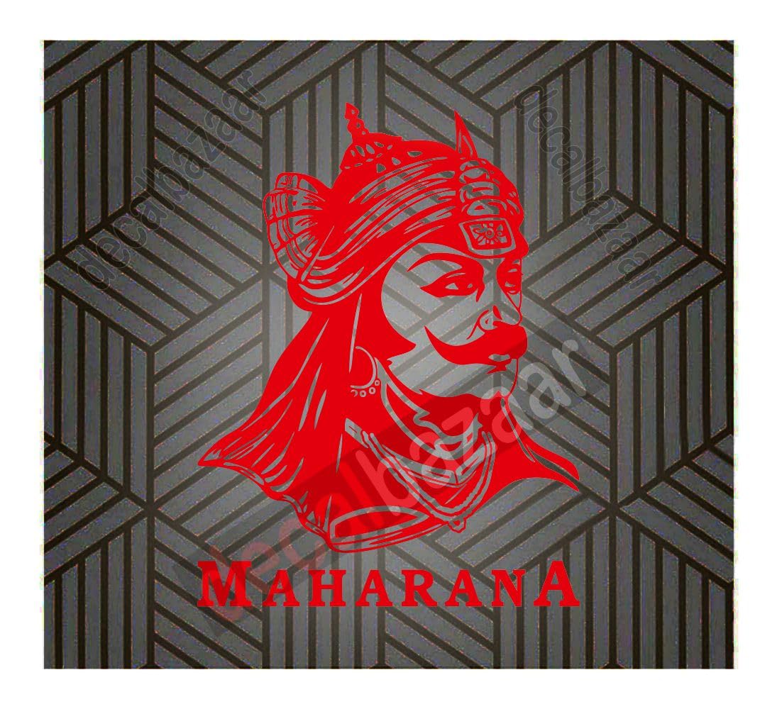 decalbazaar Vinyl Maharana Pratap Singh Glossy Glass Wall Sticker, 23 x 18 Inches Red