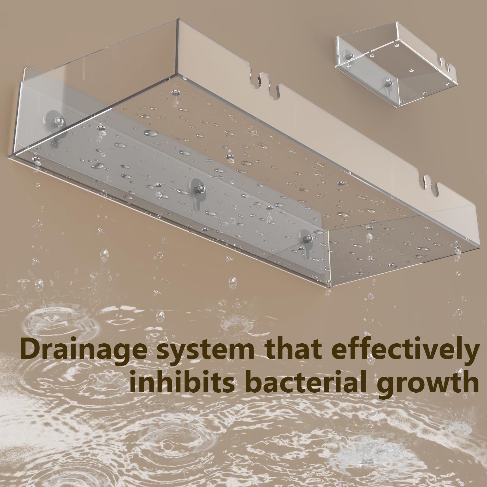 Durmmur Acrylic Shower Caddy With Soap Dish, 3Pack Clear Adhesive Bathroom Shower Shelves Organizer, Transparent Floating Shelf