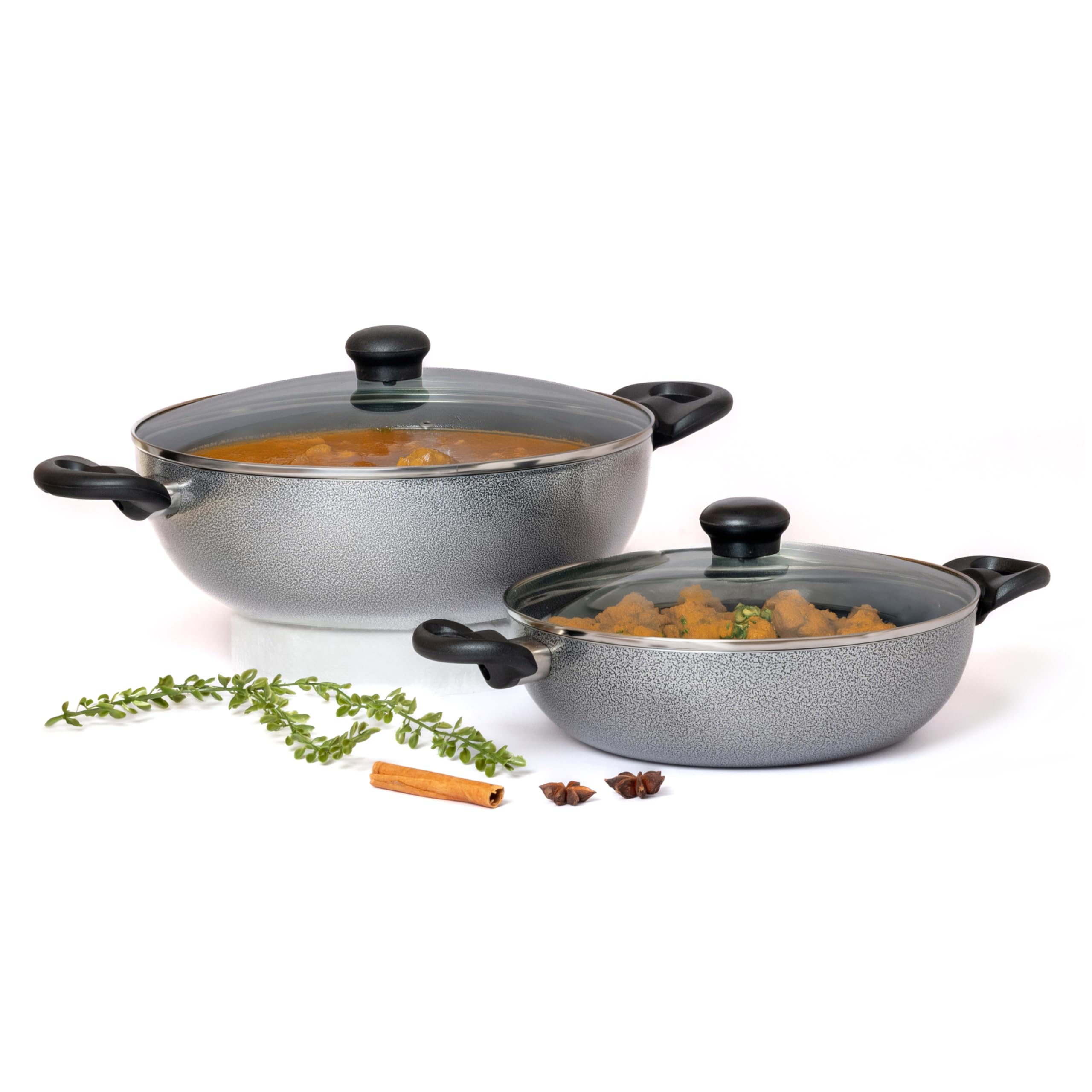 Kreme Deluxe 3Mm Nonstick Induction Bottom Kadai 240 + Kadai 280 Set Of 2 Pcs