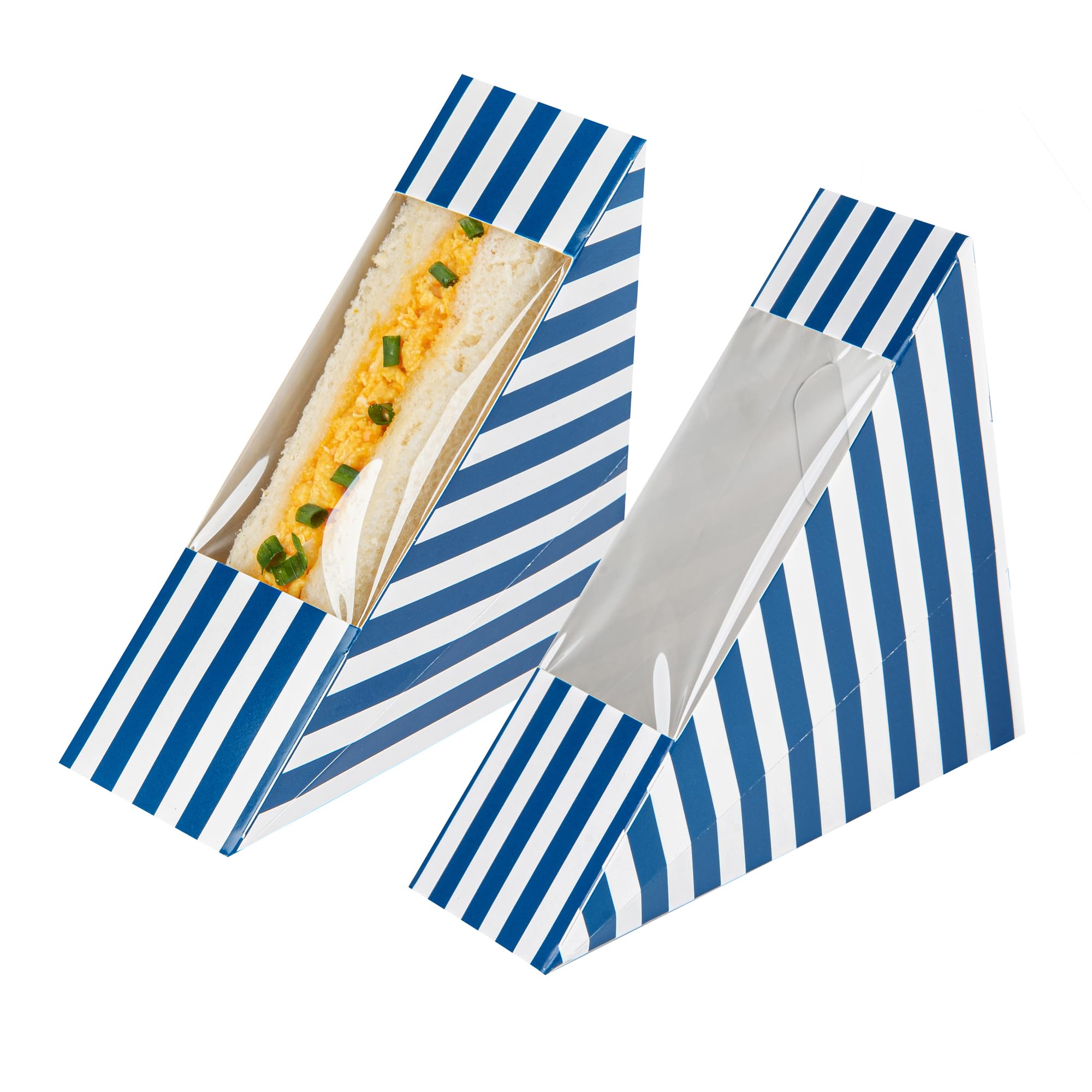 Restaurantware Cafe Vision 4.8 x 2 Inch Sandwich Paper Boxes, 200 Small Sandwich Wedge Boxes - With Window, Disposable, Blue And