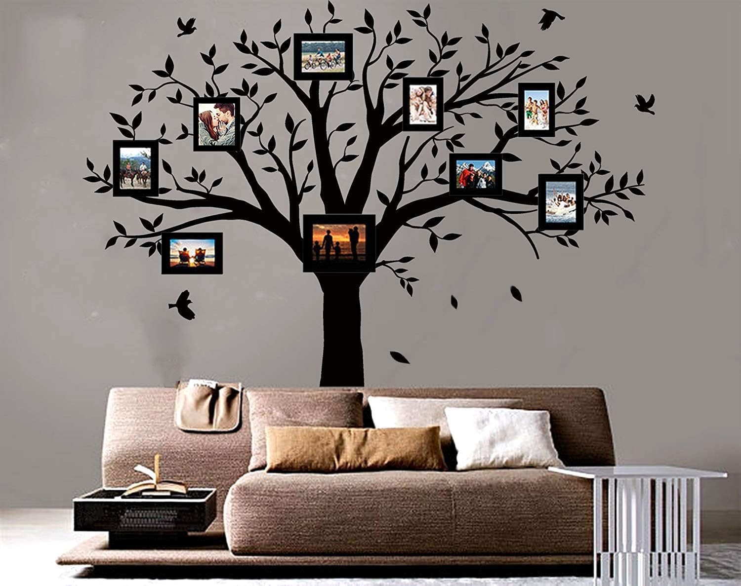 Family Tree Wall Decal Quote- Family Like Branches On A Tree Lettering Tree Wall Sticker For Bedroom Decoration (Black)