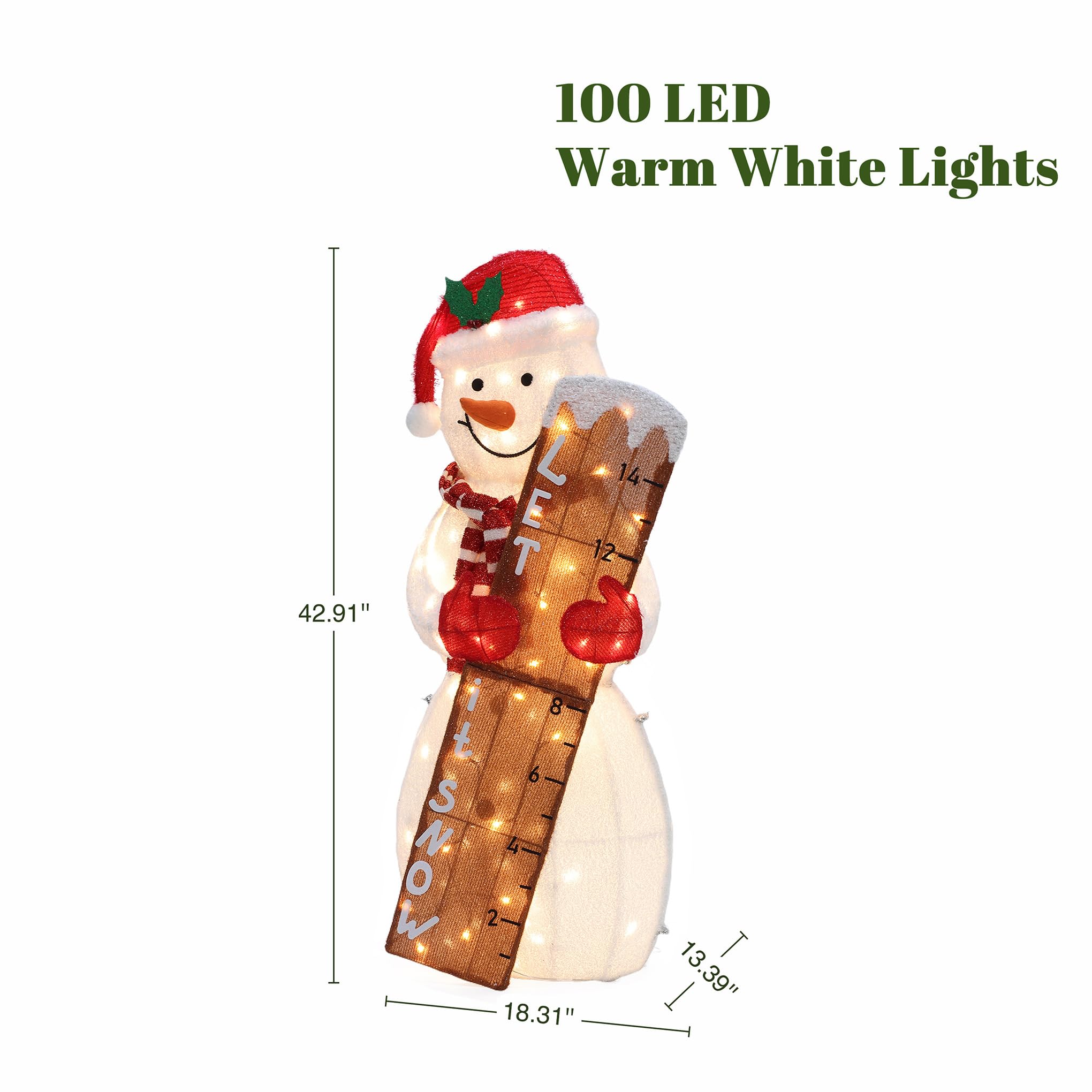 LuxenHome 3.5FT Lighted Snowman Outdoor Christmas Decorations, Light Up Snowman Holding Let It Snow Sign Christmas Decor, Xmas D