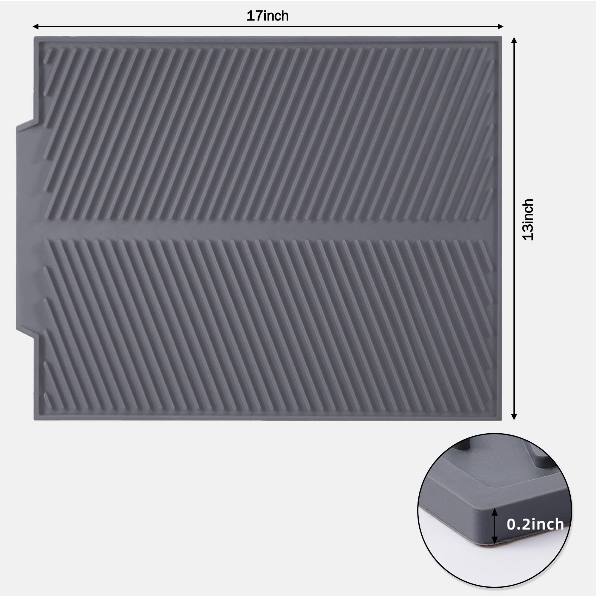 Maosgo Dish Drying Mat For Kitchen Counter, Silicone Large Dish Drying Pad, Easy Clean Non-Slipping Heat Resistant Dish Rack Mat