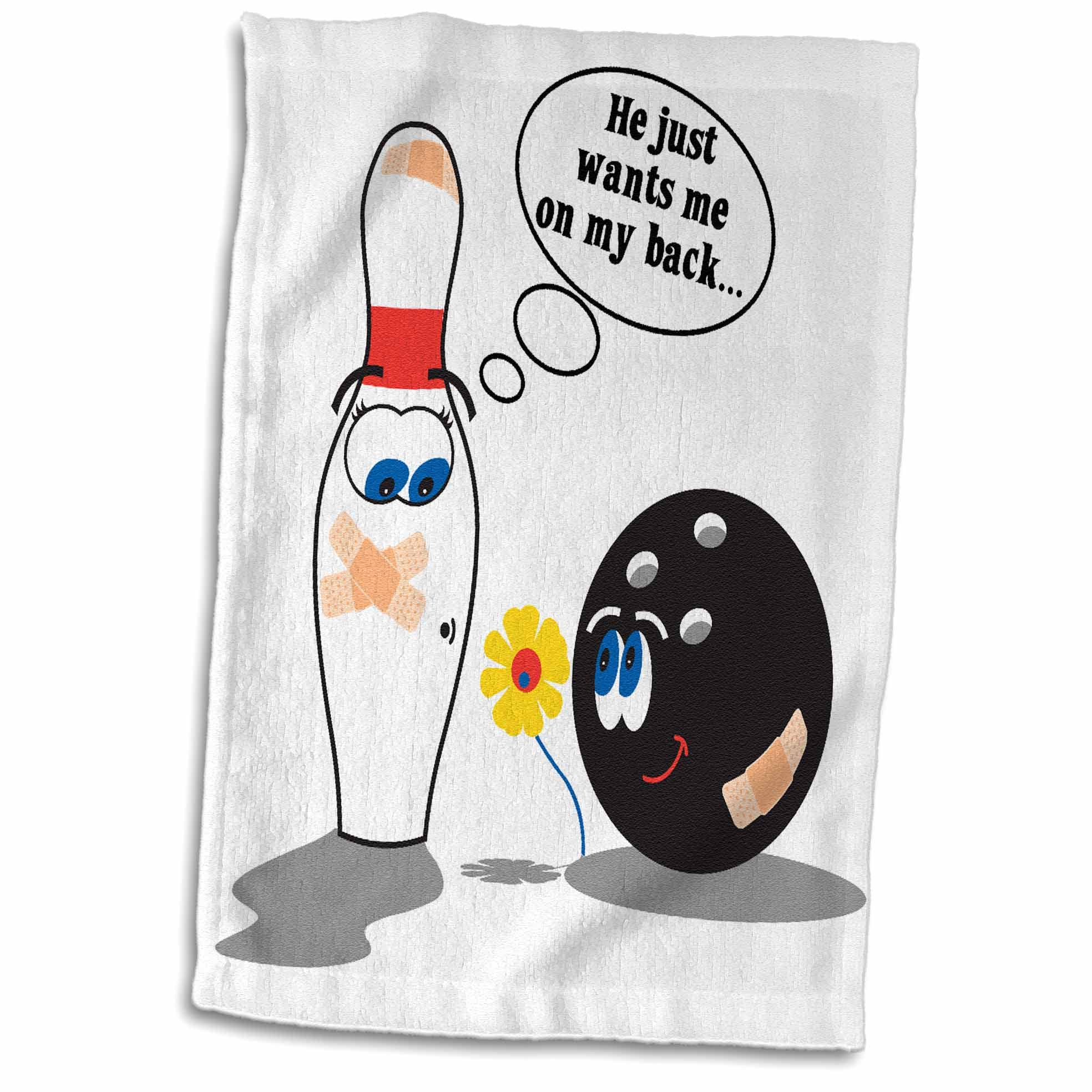 3D Rose Funny Bowling Ball And Pin Just Wants Me On My Back Innuendo Design Hand/Sports Towel, 15 X 22