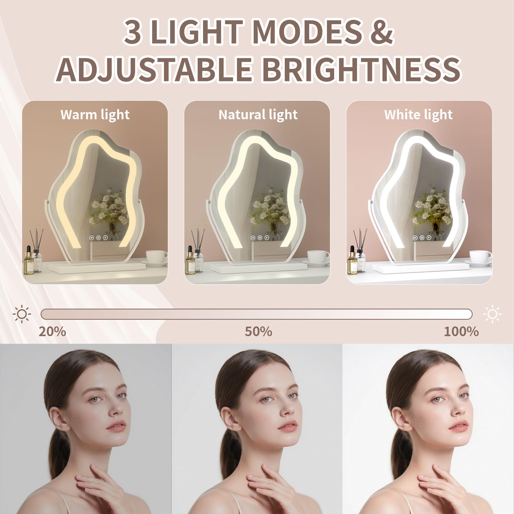 Odernirror 17 Makeup Mirror with Lights Tabletop Cloud Shaped
