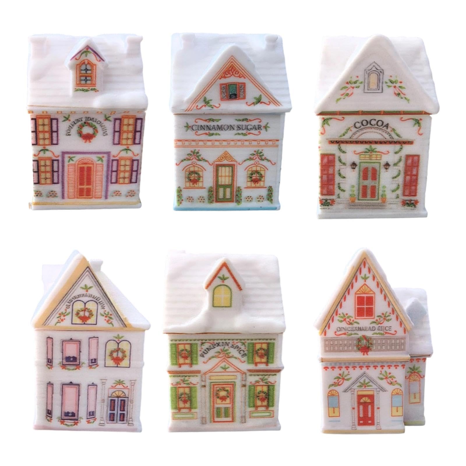 Zoomella 6Pcs Spice Jars Empty Bottles Cooking Holiday Christmas Village Spice Houses Home & Garden| Kitchen, Dining & Bar| Kitc