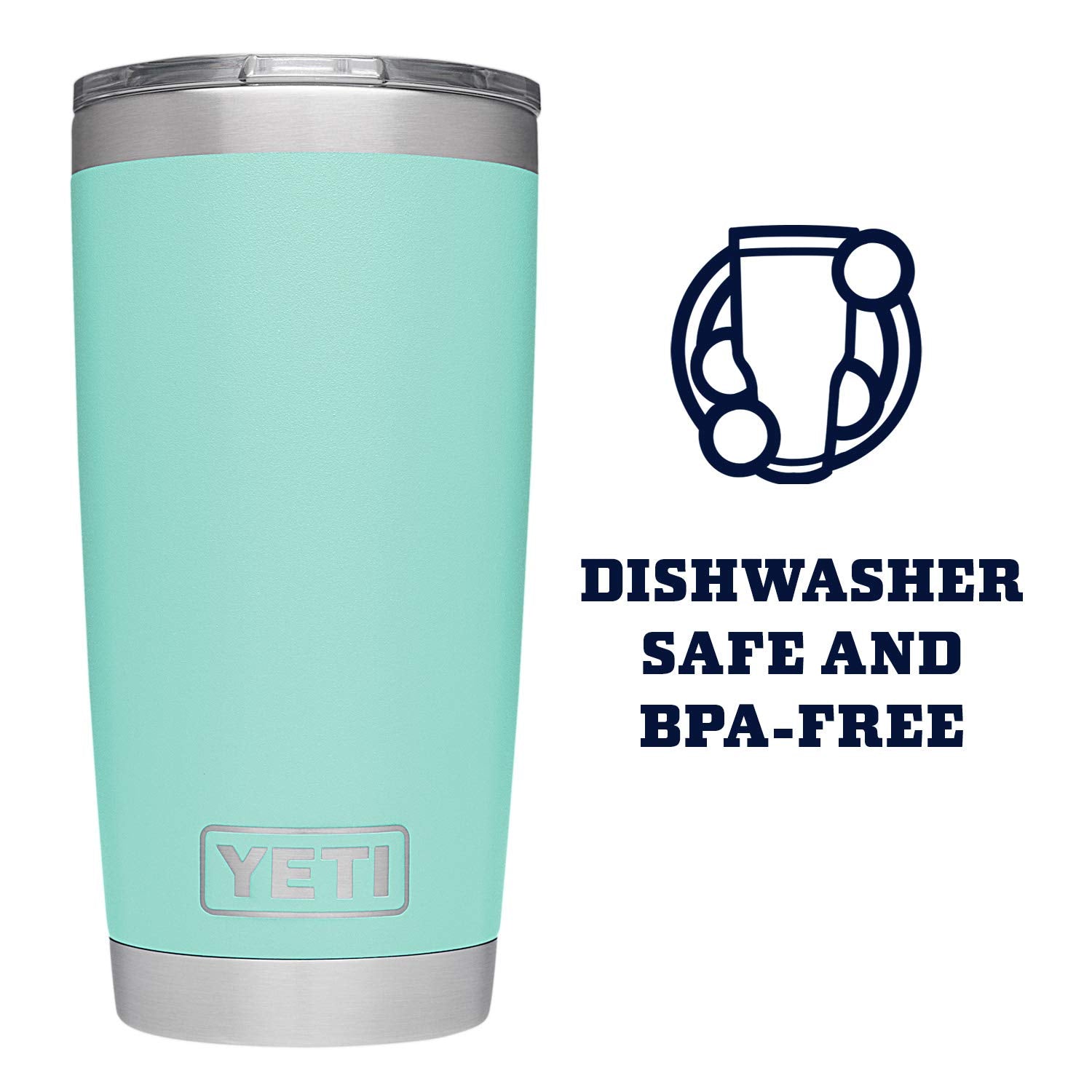 Yeti Rambler 20 Oz Tumbler, Stainless Steel, Vacuum Insulated With Magslider Lid, Seafoam