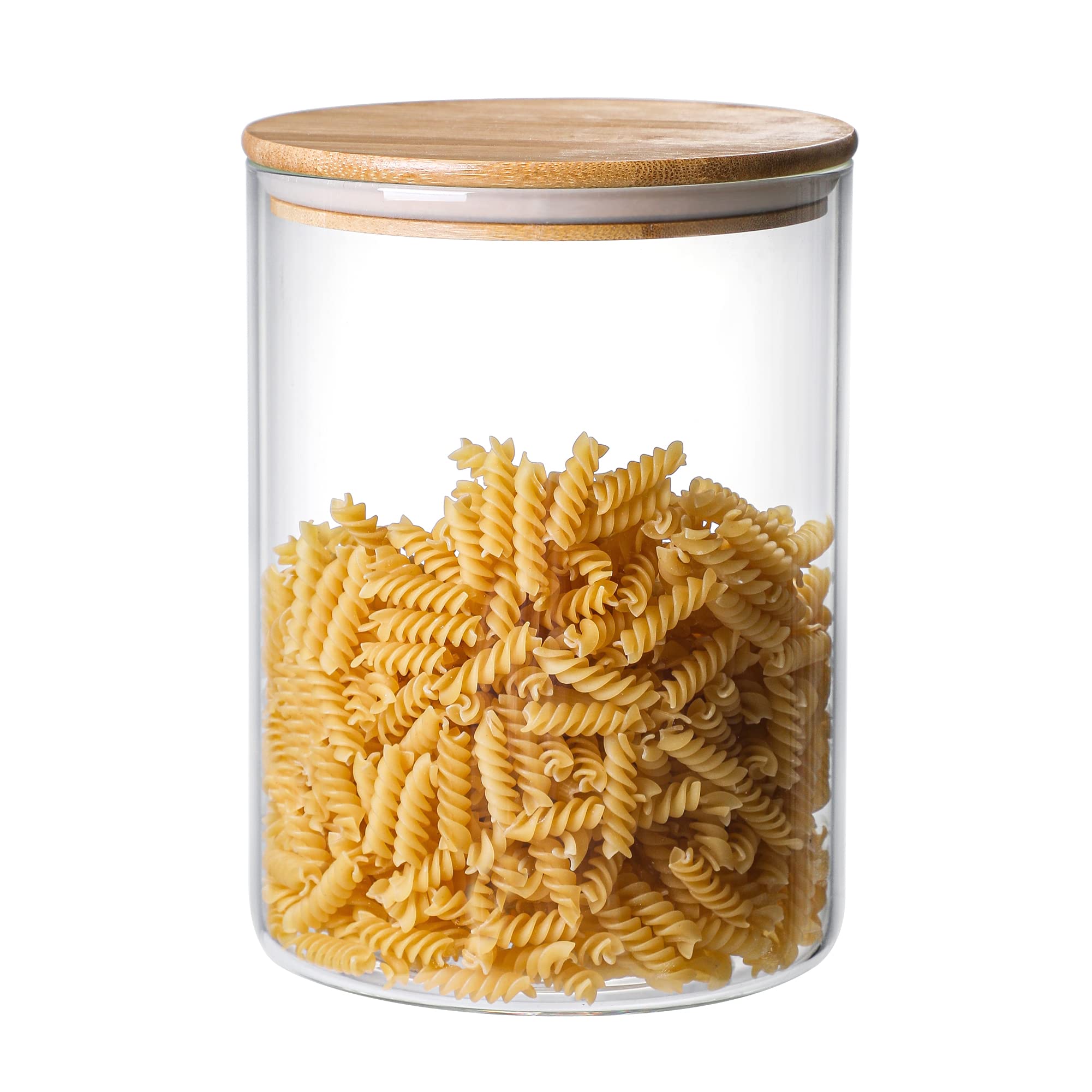 Moladri 3000 Ml/100 Fl Oz Clear Glass Storage Canister Holder With Airtight Bamboo Lid, Extra Large Container Jar For Flour Suga