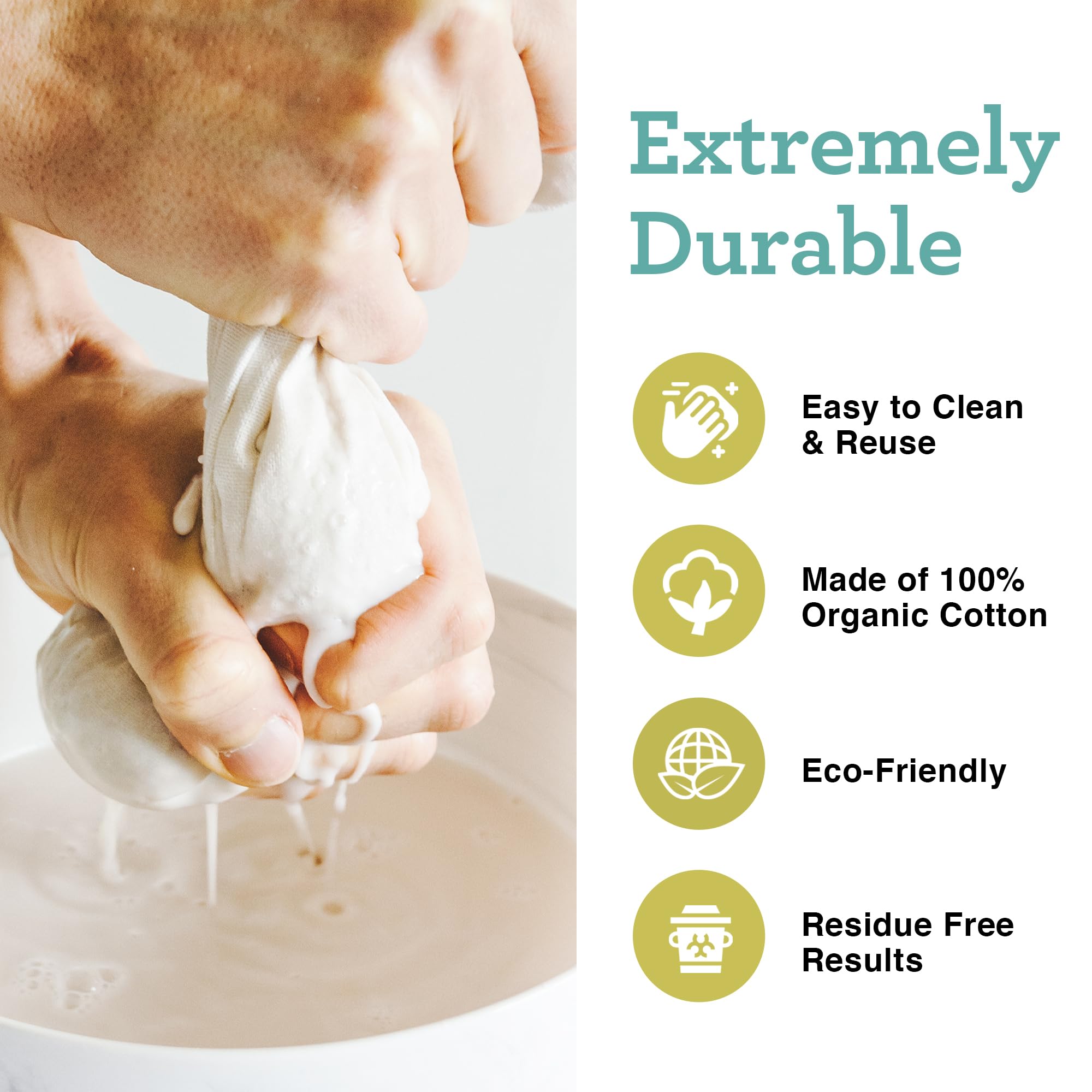 Euro Cuisine Nut Milk Bag - Cheese Cloth Bag for Straining Greek Yogurt  Organic Cheesecloth for Straining  Nut Milk Bag Reusable  Kava Strainer Bag  Nutmilk Mesh Bag (12''x12'')