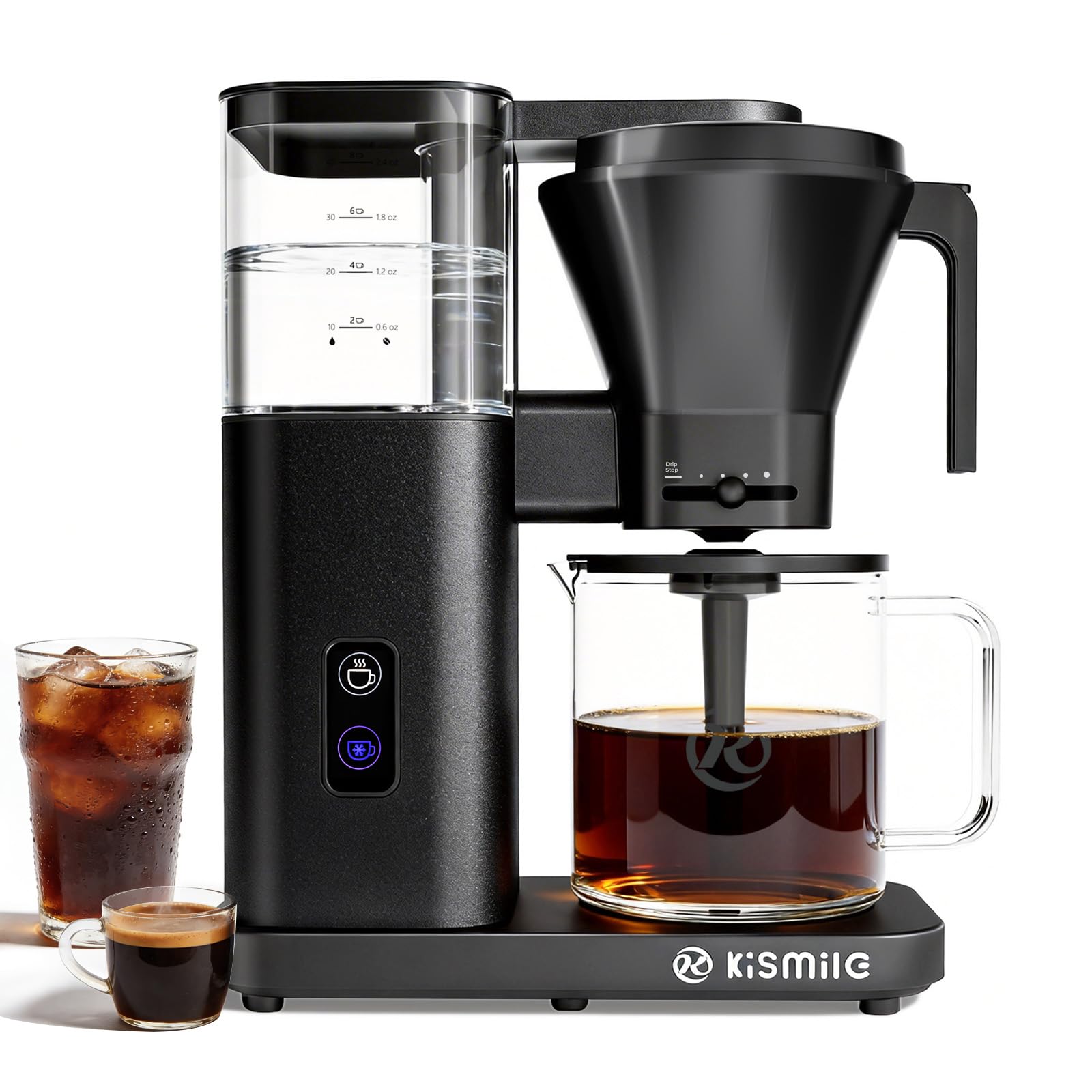 Kismile 8 Cup Drip Coffee Maker, SCA Certified Hot & Cold Brew Coffee Machine, Fast Heating to 197-205?, 40 Min Keep Warm, Adjus