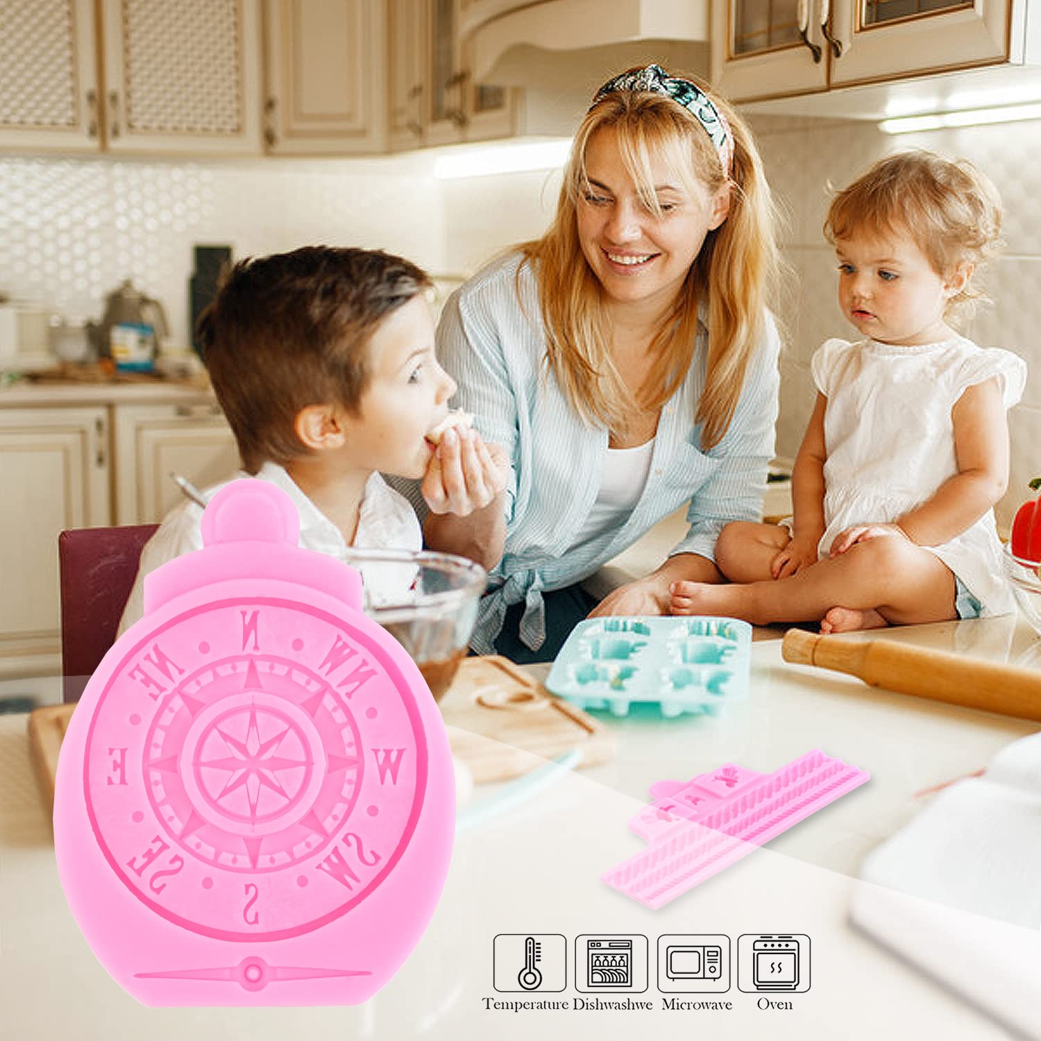Zixiang Treasure Coins Silicone Mold Pirate Rope Fondant Mold Antique Compass Silicone Mold Chains Fondant Molds For Cake Decora