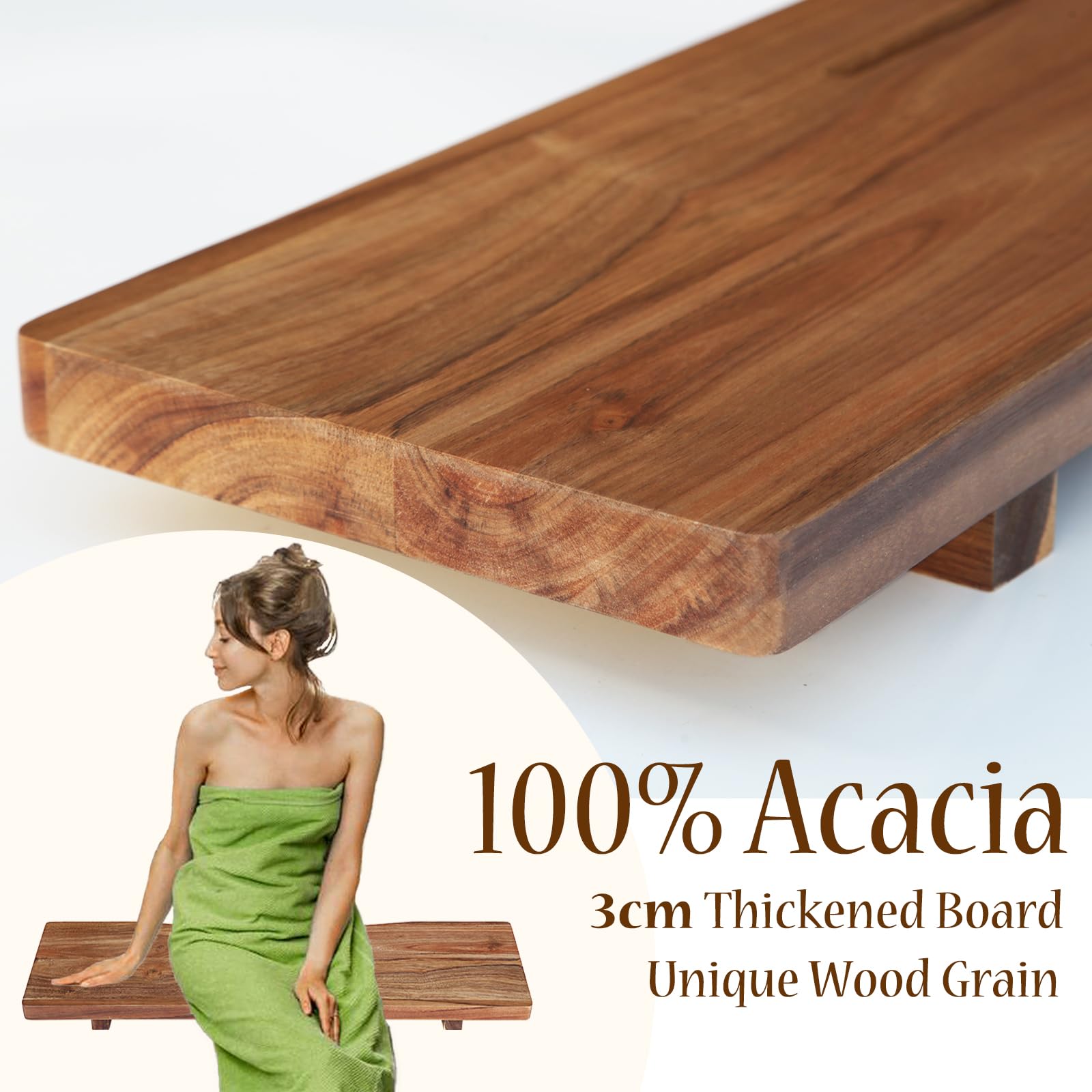 Premium 1.2In Thickened Board Acacia Wood Bathtub Tray Caddy With Adjustable Legs, Minimalistic Design Bath Tray For Tub, Bathtu