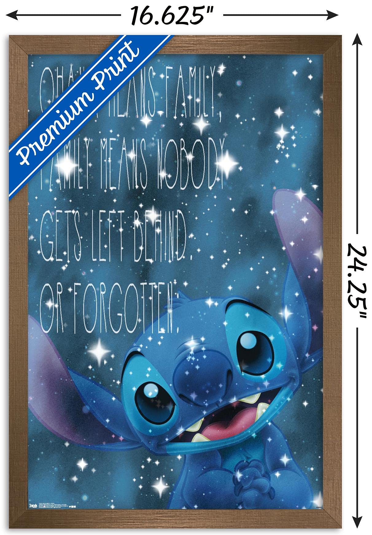 Trends International Disney Lilo And Stitch - Ohana Wall Poster, 14.725'' X 22.375'', Bronze Framed Version