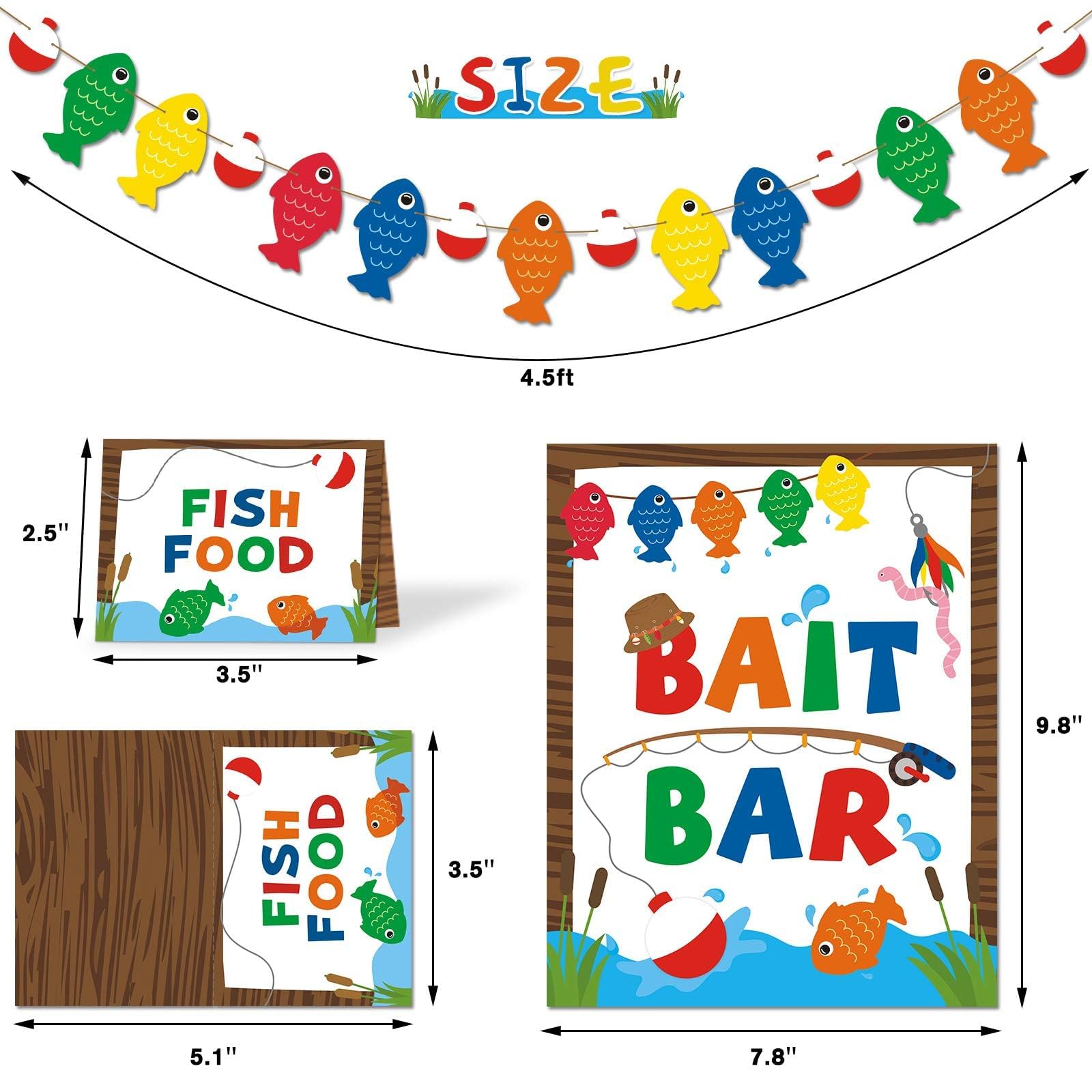 Yaaaaasss! Gone Fishing Bait Bar Bobber Dessert Food Buffet Decoration-Fishing Banner Food Labels The Big One Dessert Table Birt