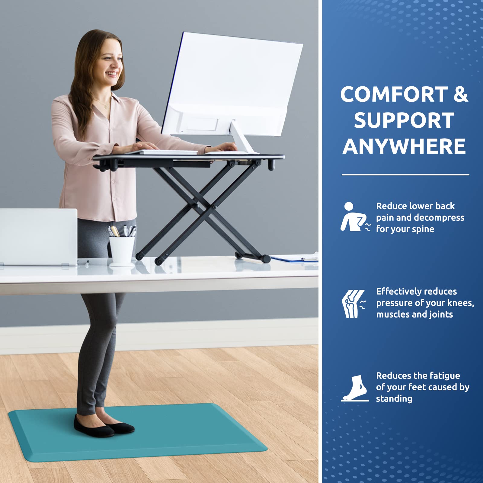 Kitchenclouds Cushioned Anti Fatigue Rug 17.3''X28'' Waterproof Non Slip Standing Desk Mats Comfort Floor Mats For Kitchen, Hous