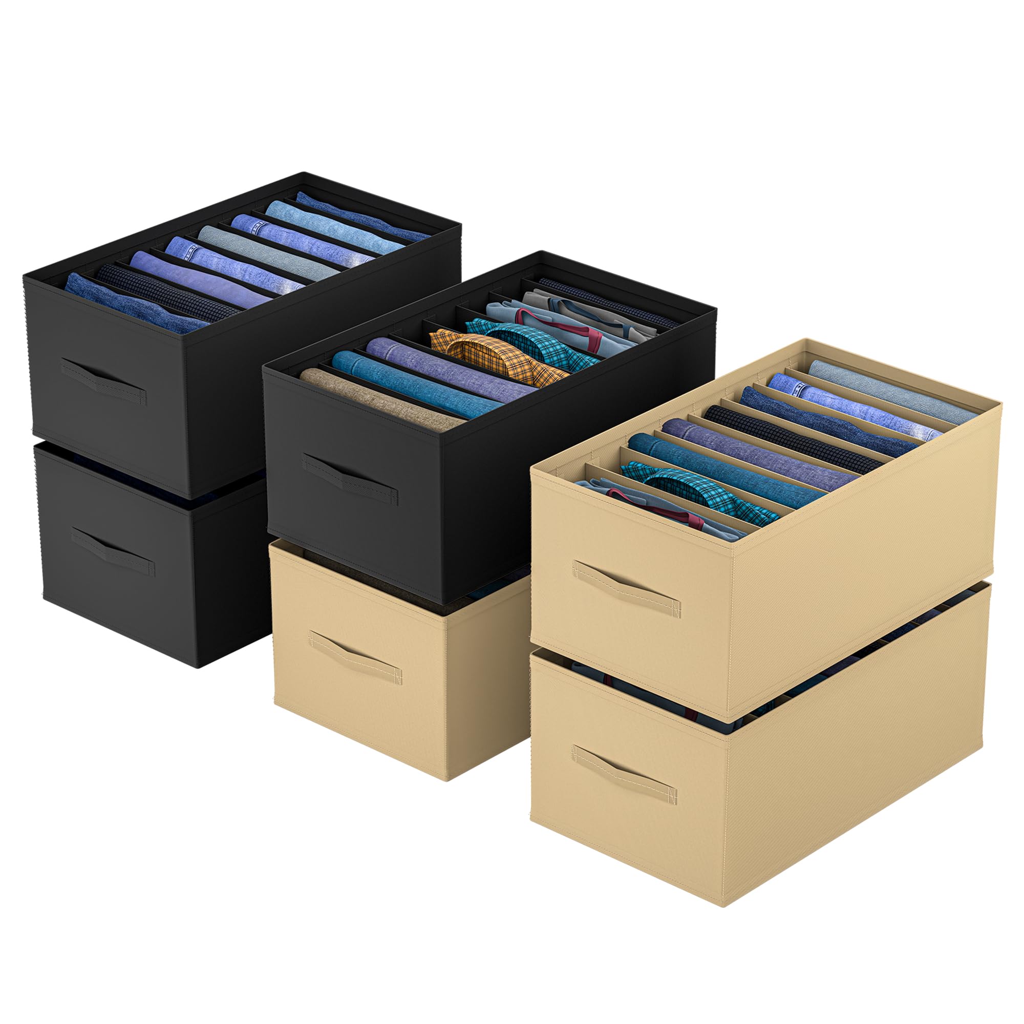 Kuber Industries (Pack Of 6) Wardrobe Organizer | 9 Grid Trouser Organizer | Jeans, Bra, PantySocks Storage Organizer | Folding