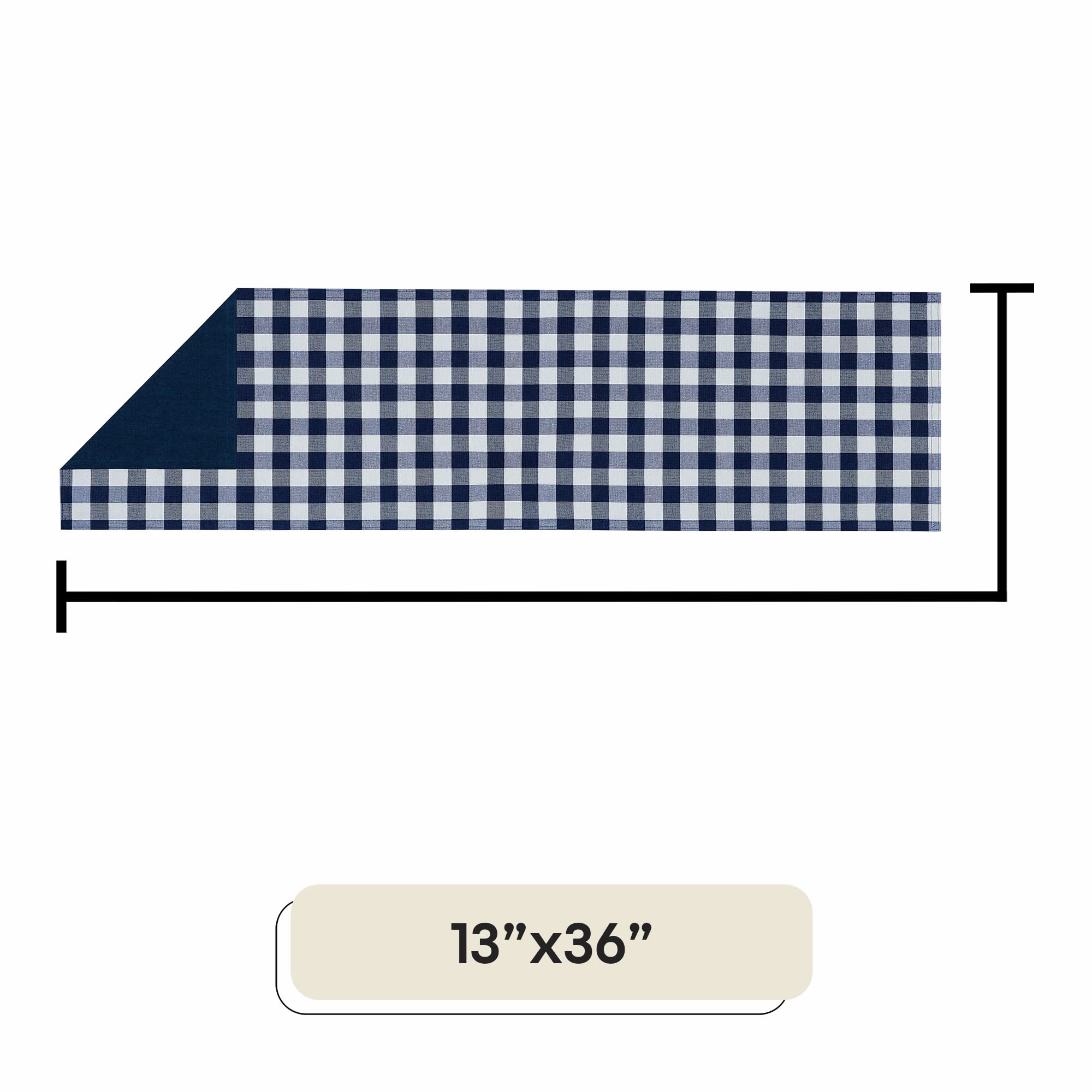 Buffalo Check Plaid Table Runner, Navy - 13'' X 36'' - Premium & Durable Checkered Tablecloth Is Reversible For Solid Colors - W