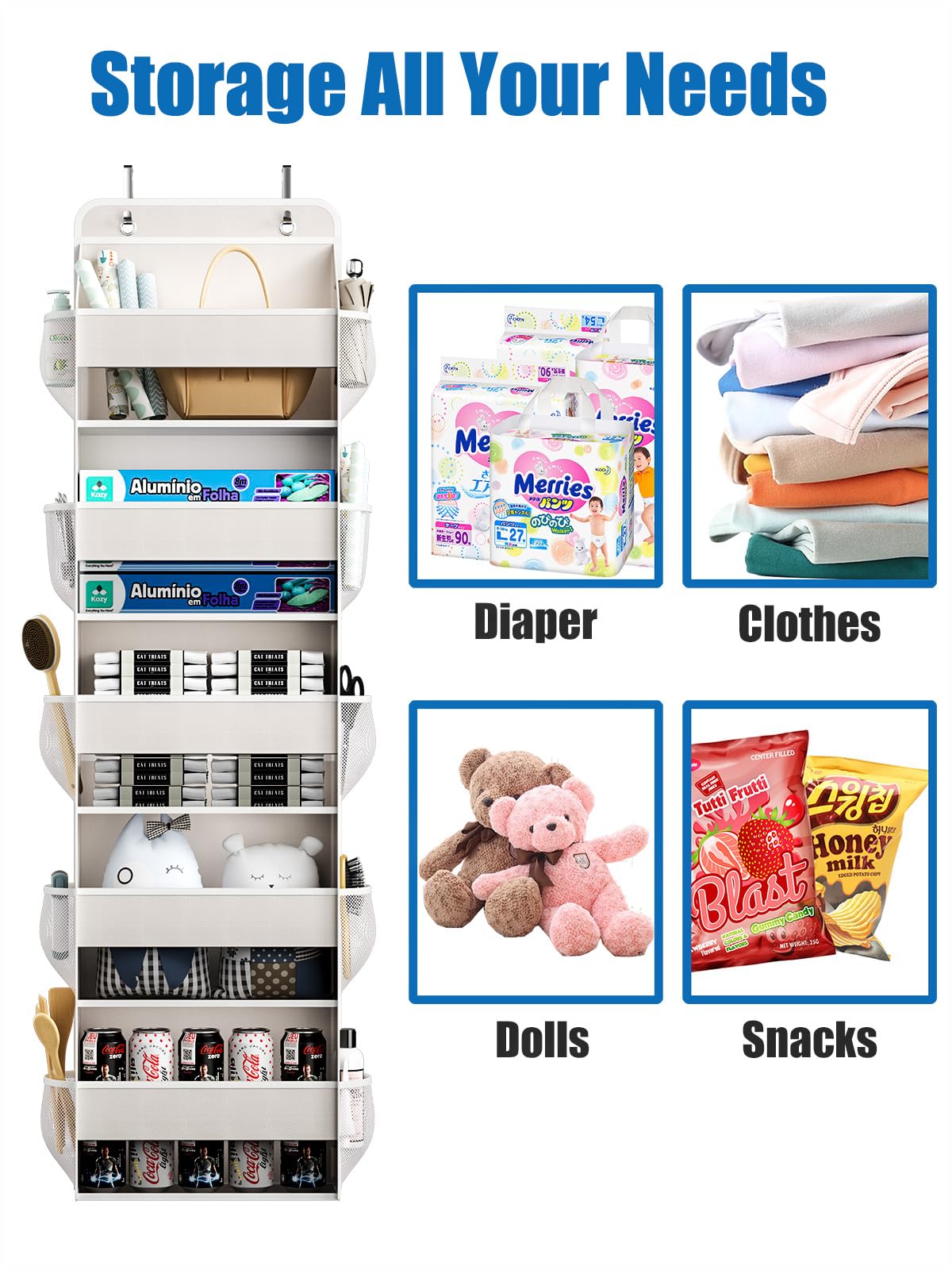 Hioya Over The Door Storage Organizer, Rv Bathroom Organizer, Over The Door Organizer Camper Storage And Organization, 5 Shelf H
