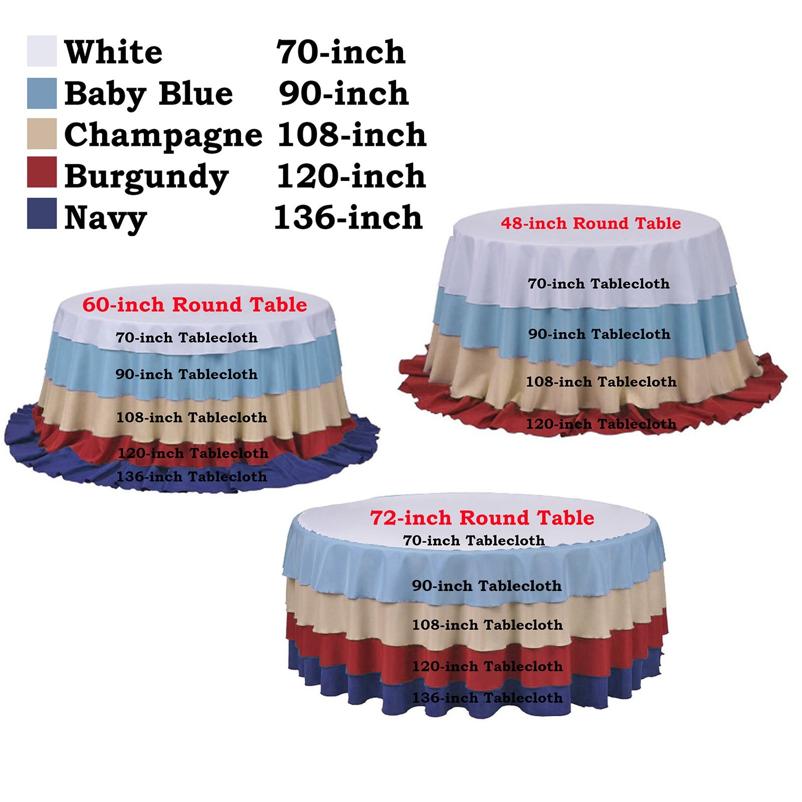 Tableclothsfactory 120 Inch White Round Tablecloth - Linens Polyester Table Cloth, Stain And Wrinkle Resistant Washable Table Co