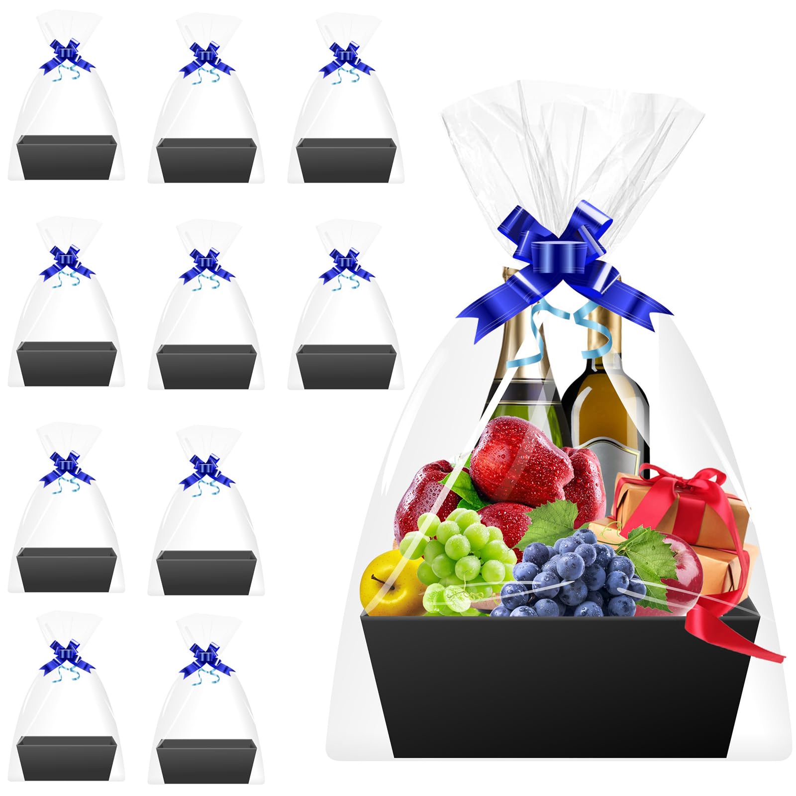 mioule Baskets for Gifts Empty - Gift Baskets Empty To Fill Kit - Black Basket Cardboard To Fill Bulk 10 Pack for Holiday, Birth