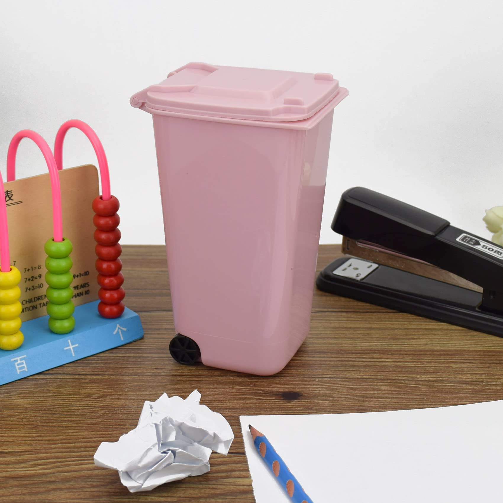 Mini Trash Can With Lid Swing Top Small Trash Can Pen Holder For Car Bedroom Office Desktop 22 Fl Oz (4 Pcs Multi-Color)