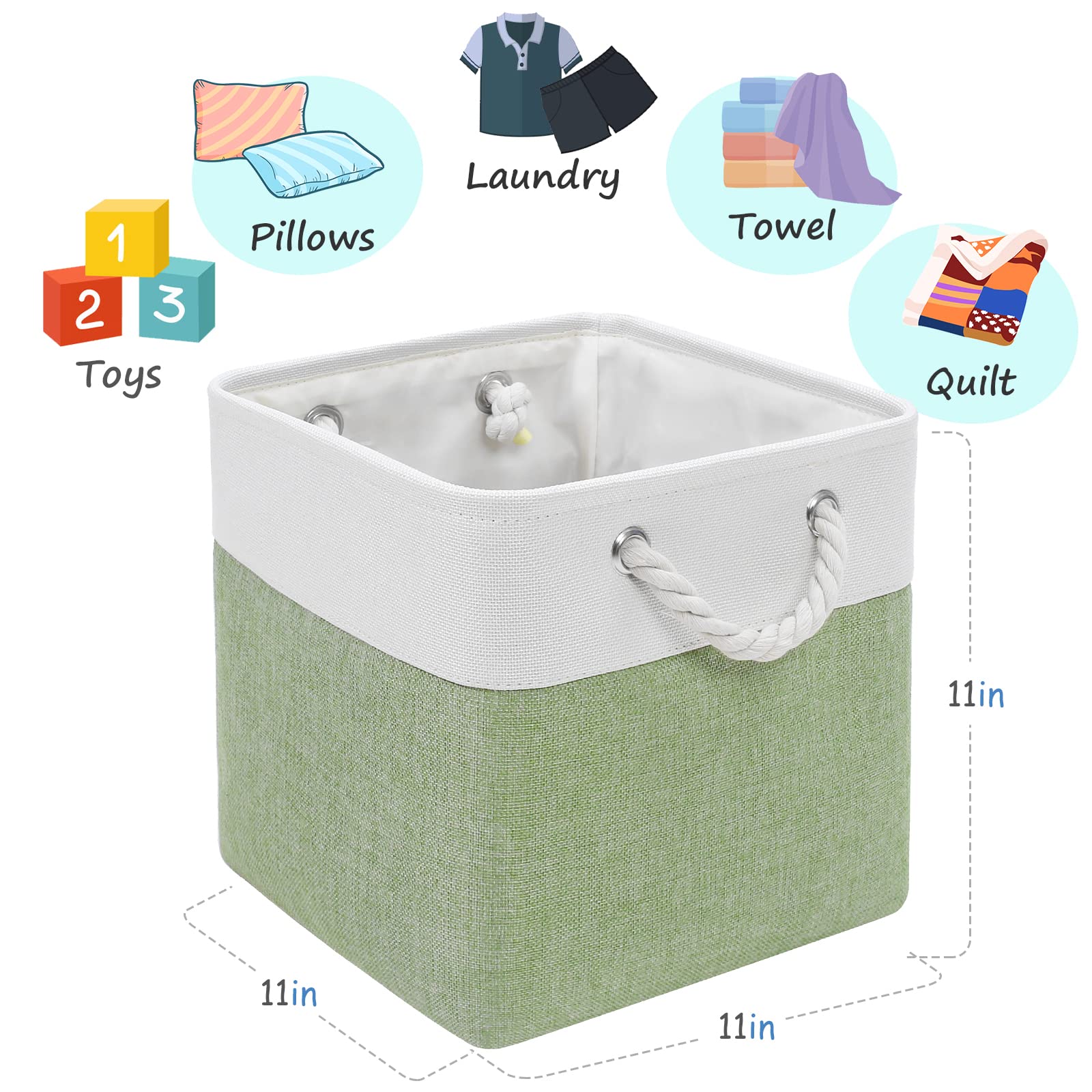 Finishingbo Fabric Cubes Storage Basket, 6 Pack 11X11 In With Handles Foldable Cube Storage Bins, For Shelves, Home, Office, Nur