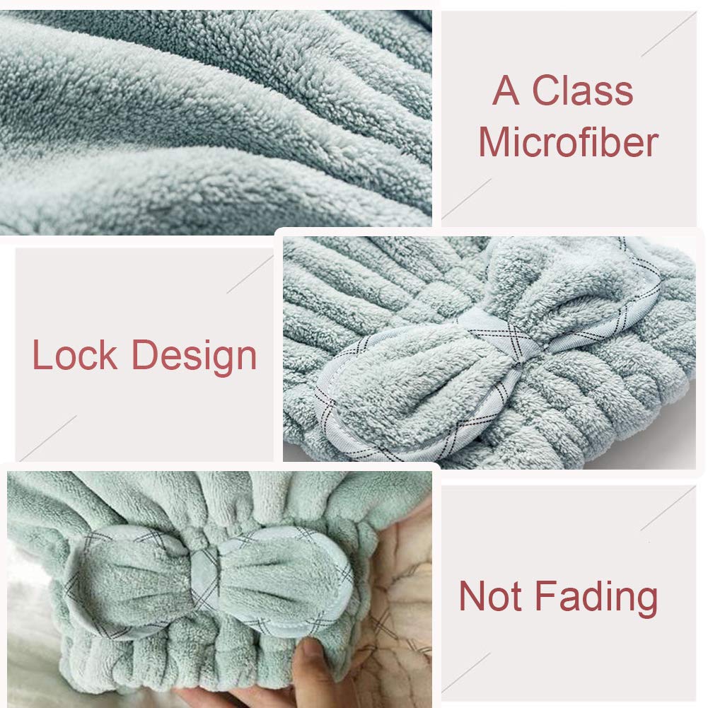 Jseng [New Upgrade] Microfiber Hair Drying Towel Cap, Extrame Soft & Ultra Absorbent, Fast Drying Hair Shower Cap for Girls and