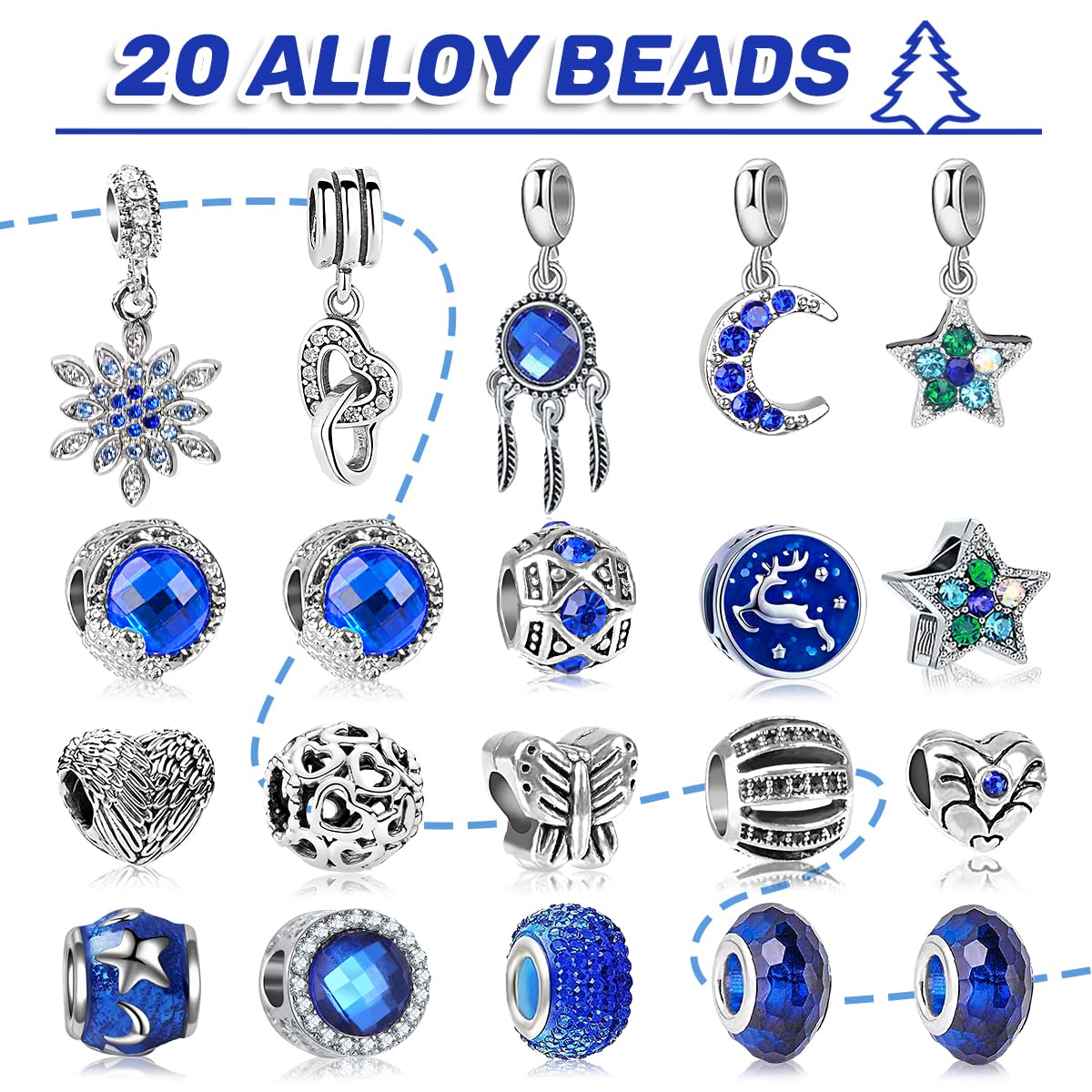 MOVINPE Advent Calendar Charm Bracelet 2025 for Teenage Girls Women, 24 Days Jewelry Necklace Bracelets Making Kit - Christmas C