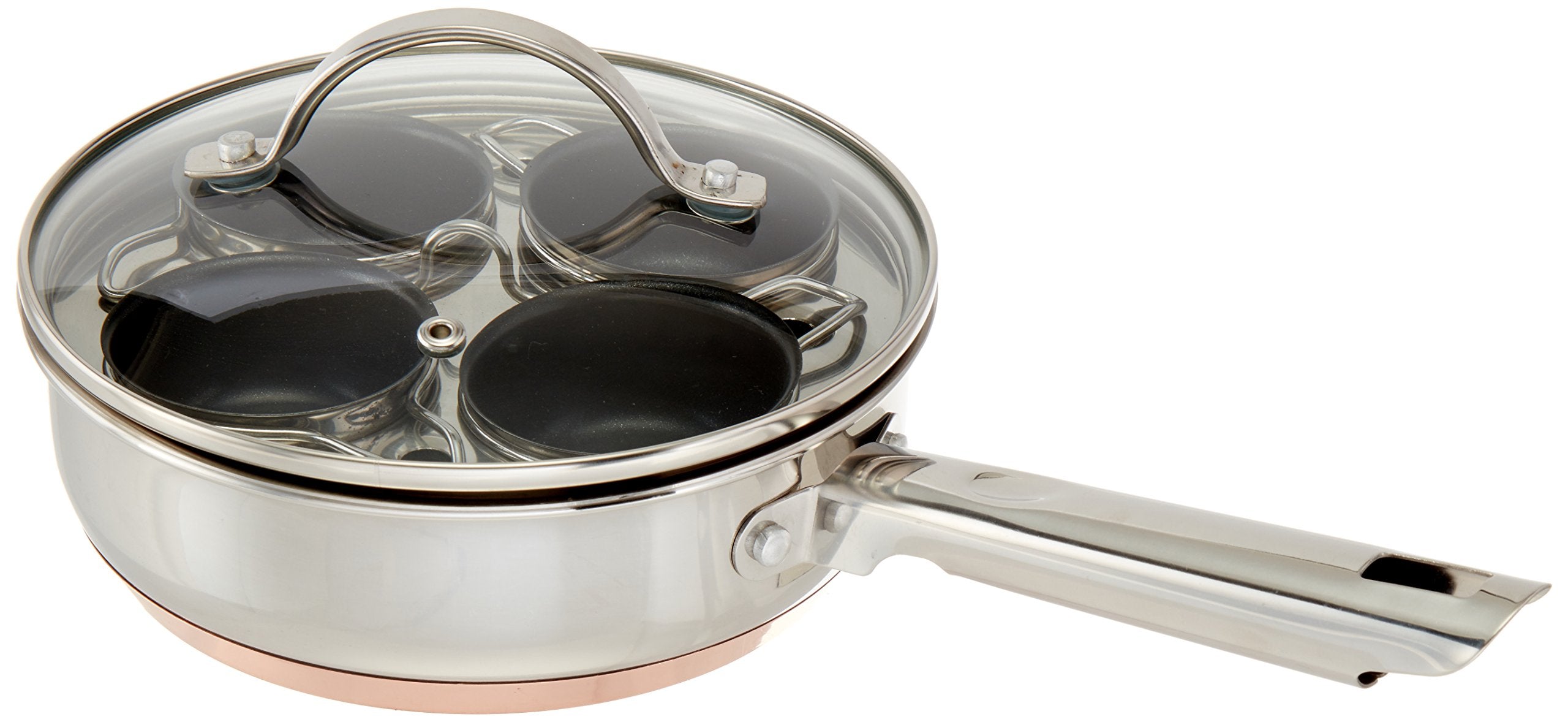 4 Cup Copper Impact Bonding Egg Poacher W/Nonstick Egg Cups For Perfectly Poached Eggs Brunch And Breakfast