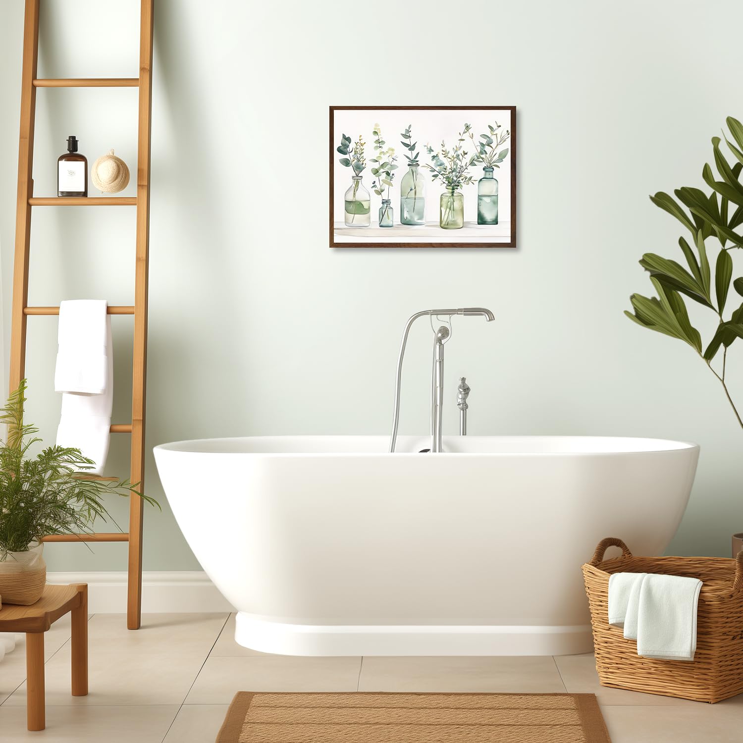 Dazzlewall Botanical Bathroom Wall Decor Bottles And Plants Wall Art Farmhouse Floral Canvas Painting For Bathroom Bedroom Livin