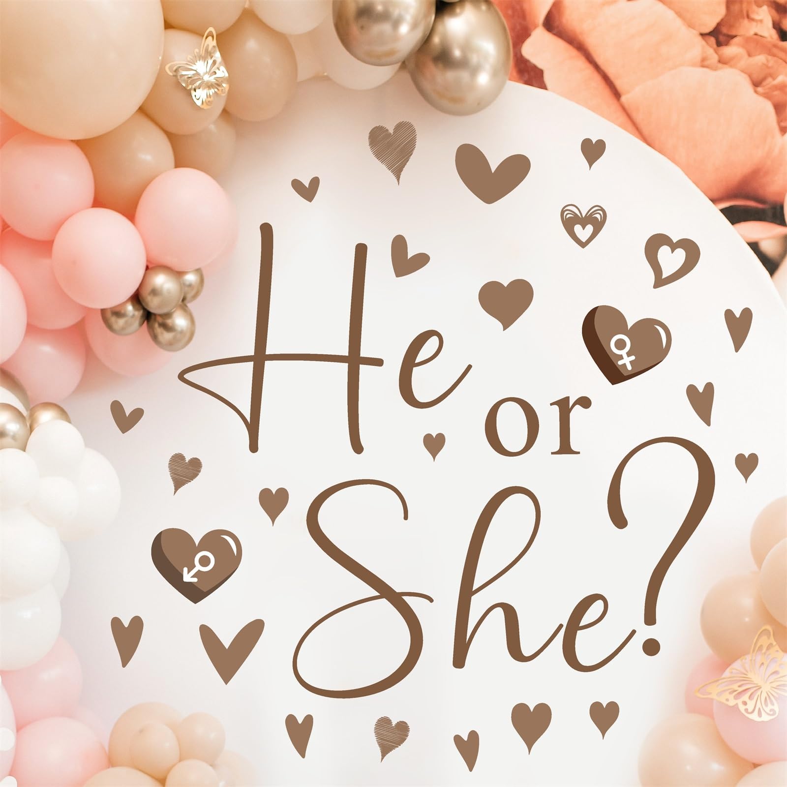 He Or She Decorations Gender Reveal Sign For Balloon Arch Baby Gender Party Decorations Baby Shower Party Sign Backdrop Decal Gi