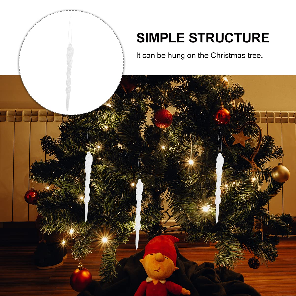 VALICLUD 12pcs Transparent Ornaments Christmas Hanging Decor for Tree Window Lightweight Xmas Decorations for Holiday Parties Fe